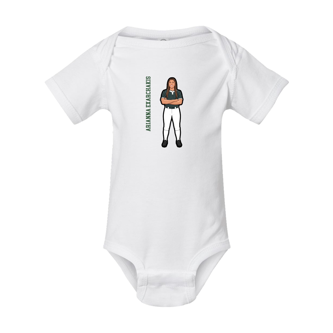 Baby Onesie — Name Vertical in White