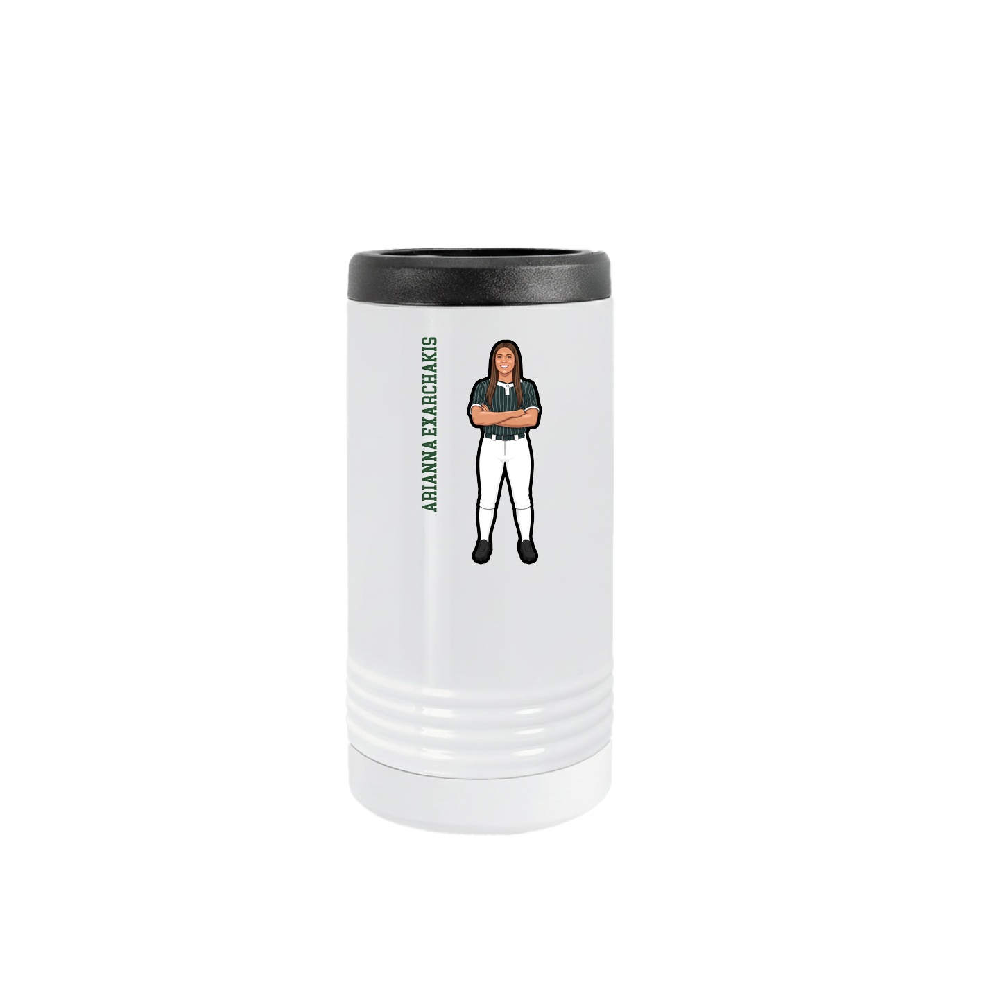 Slim Beverage Holder — Name Vertical in White