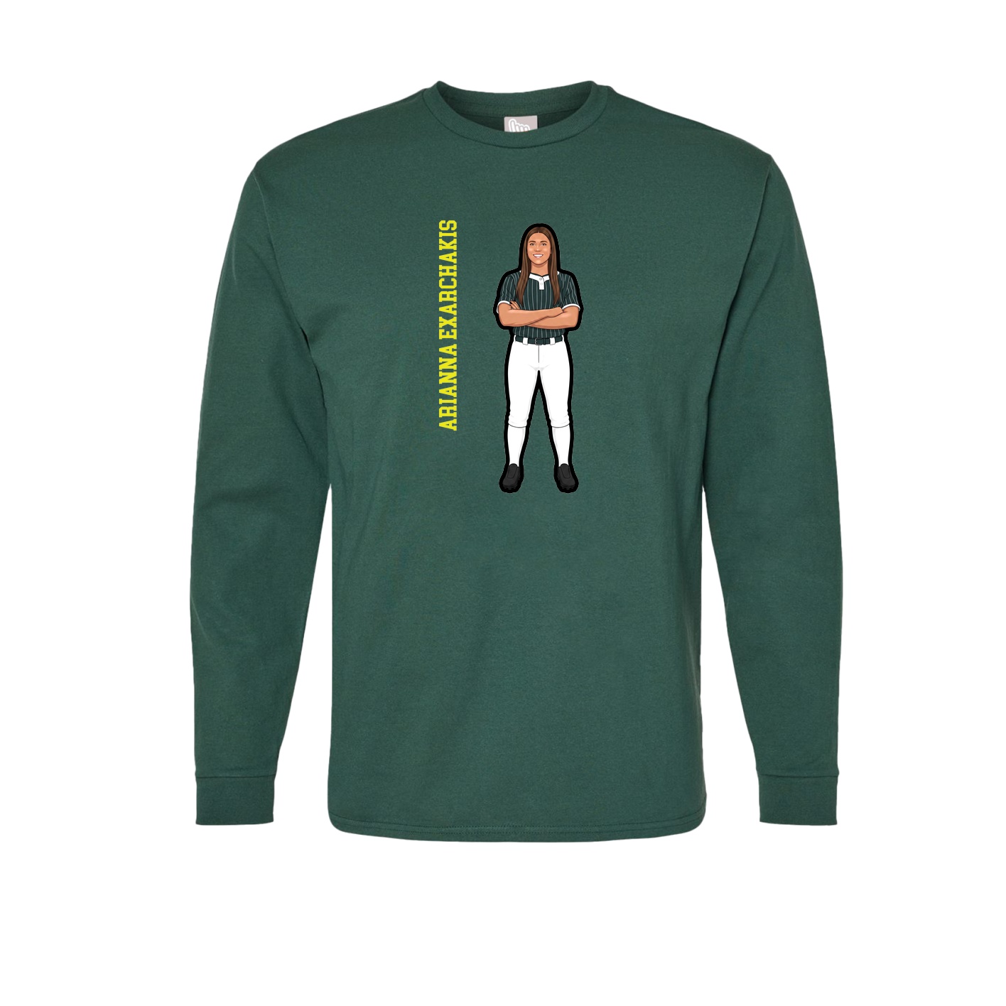 Long Sleeve Tee — Name Vertical in Green
