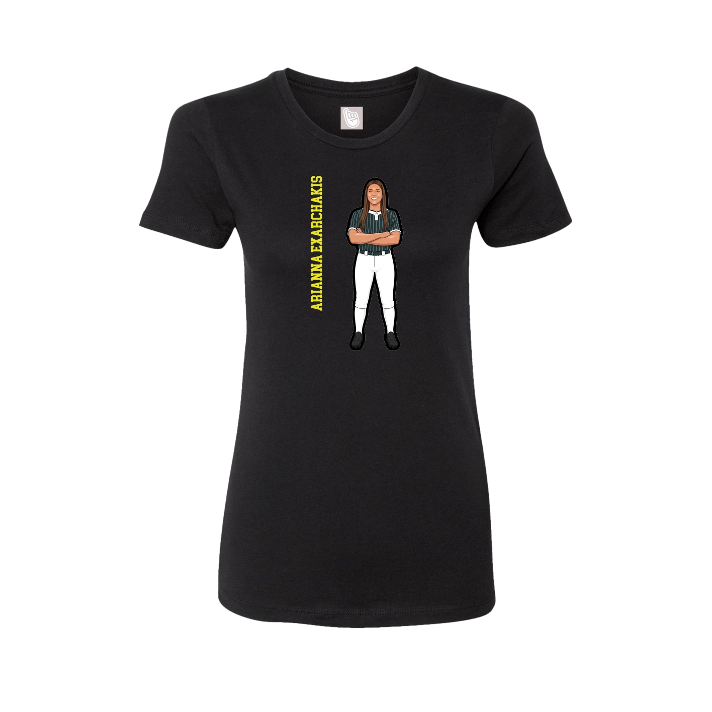 Womens Tee — Name Vertical in Black