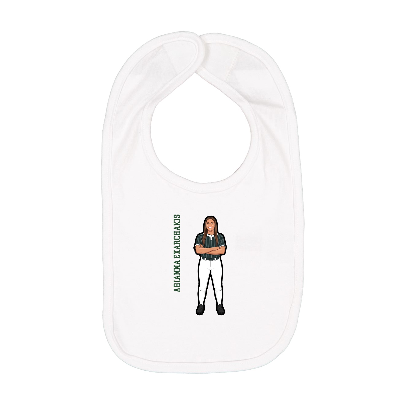 Infant Bib — Name Vertical in White