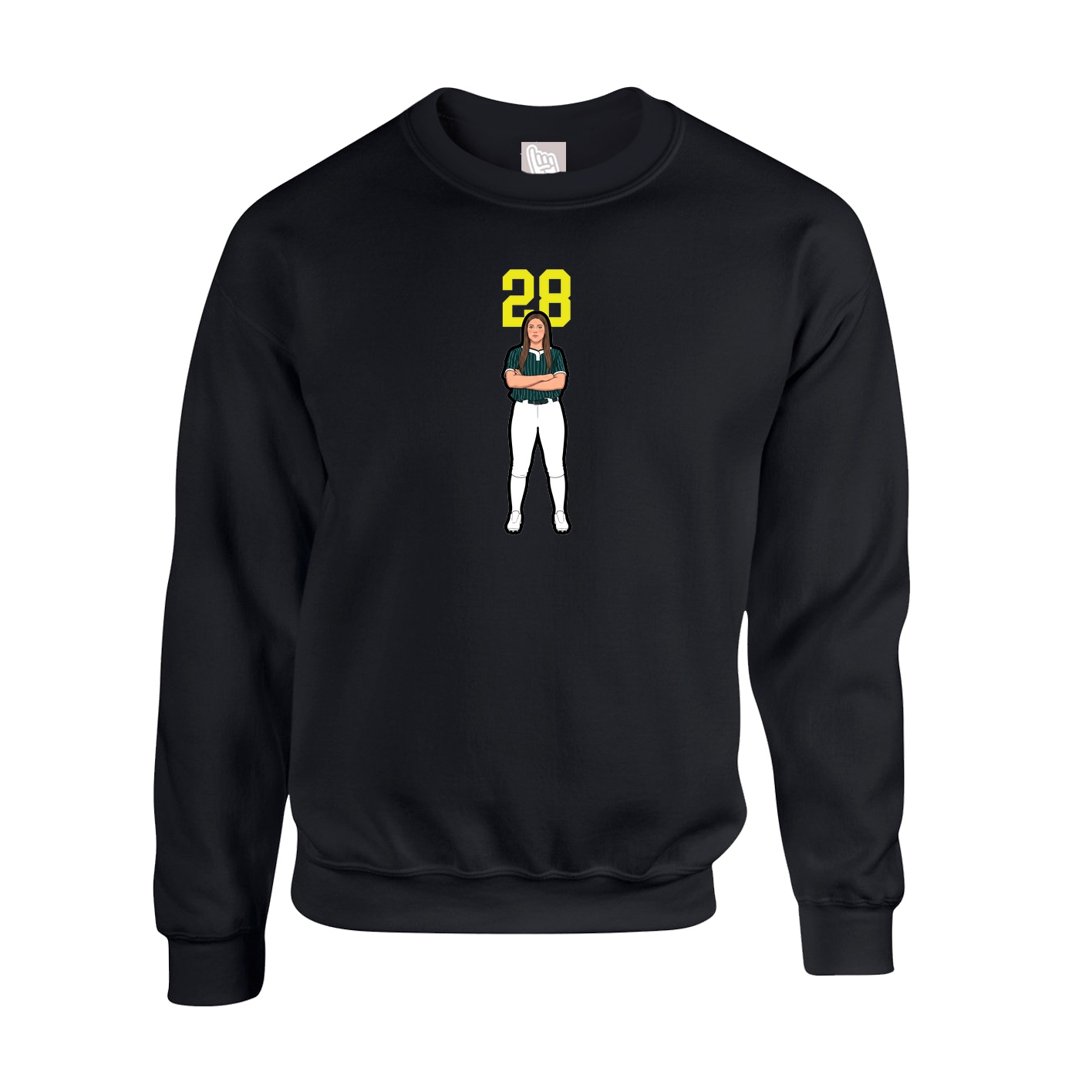 Fleece Crew — Number Top in Black
