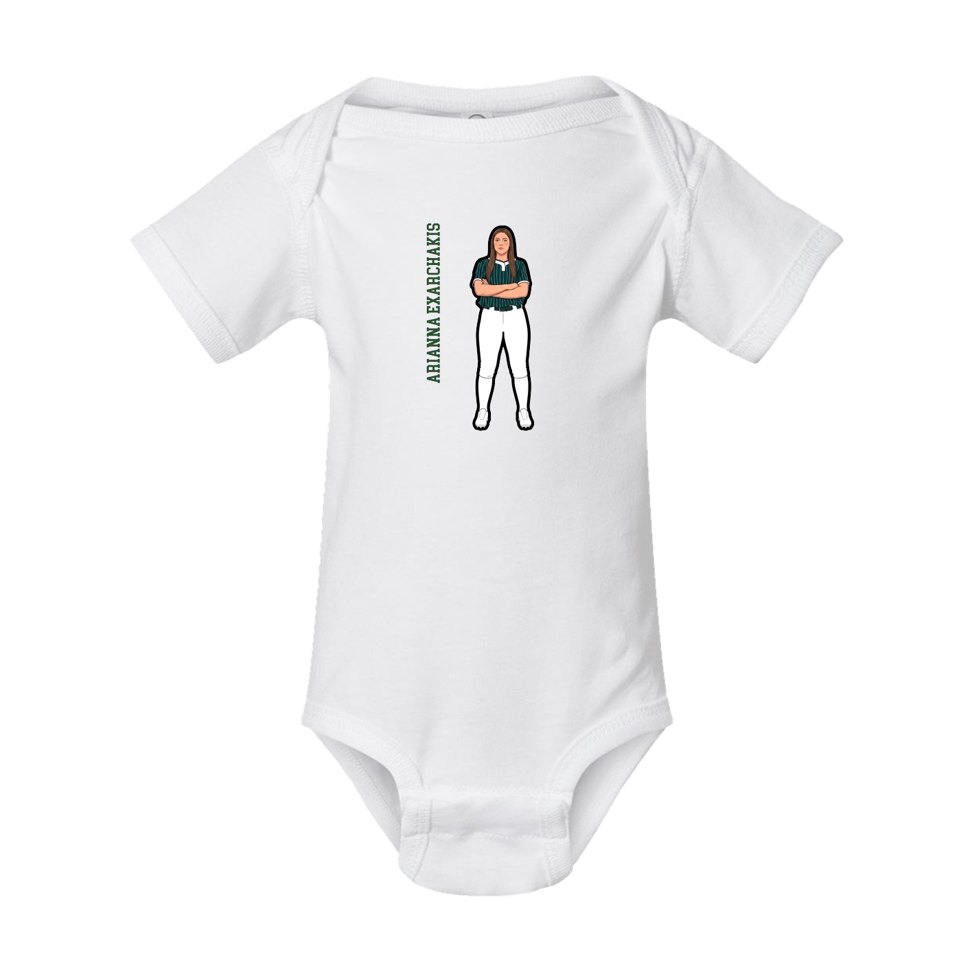 Baby Onesie — Name Vertical in White
