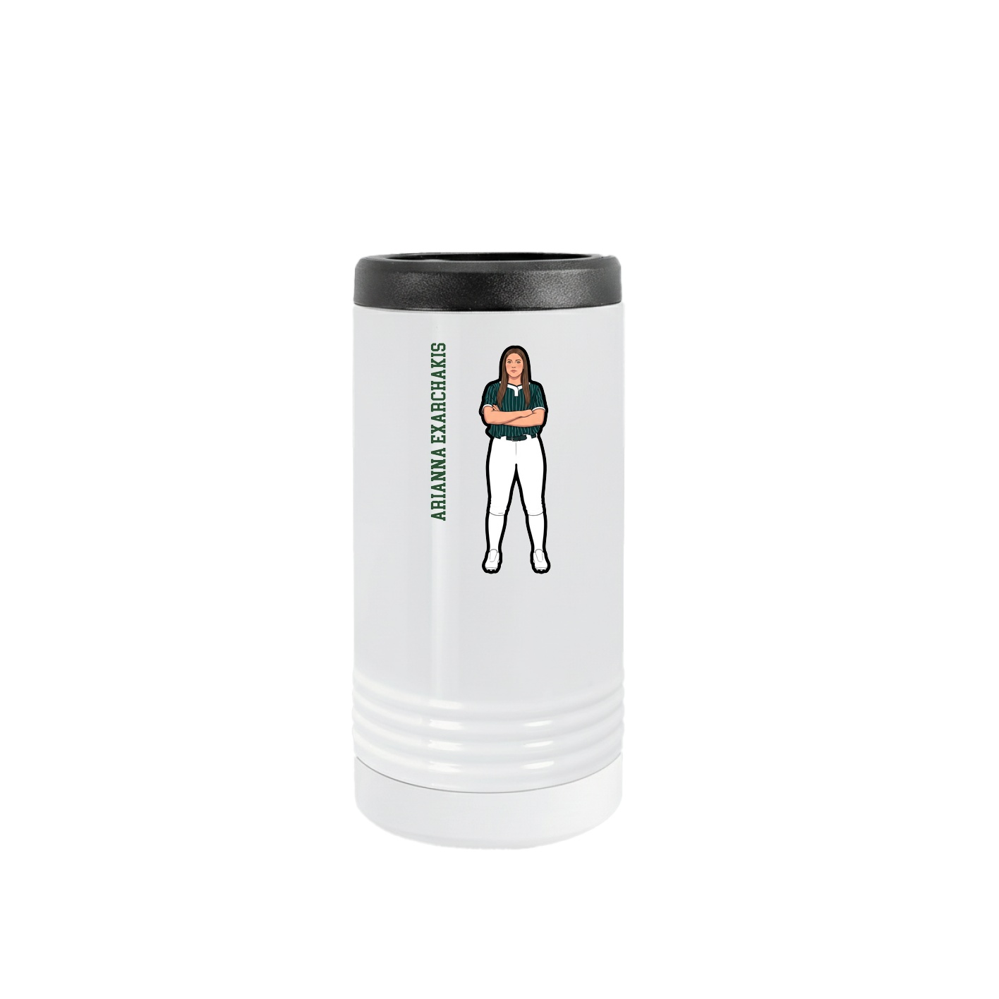 Slim Beverage Holder — Name Vertical in White