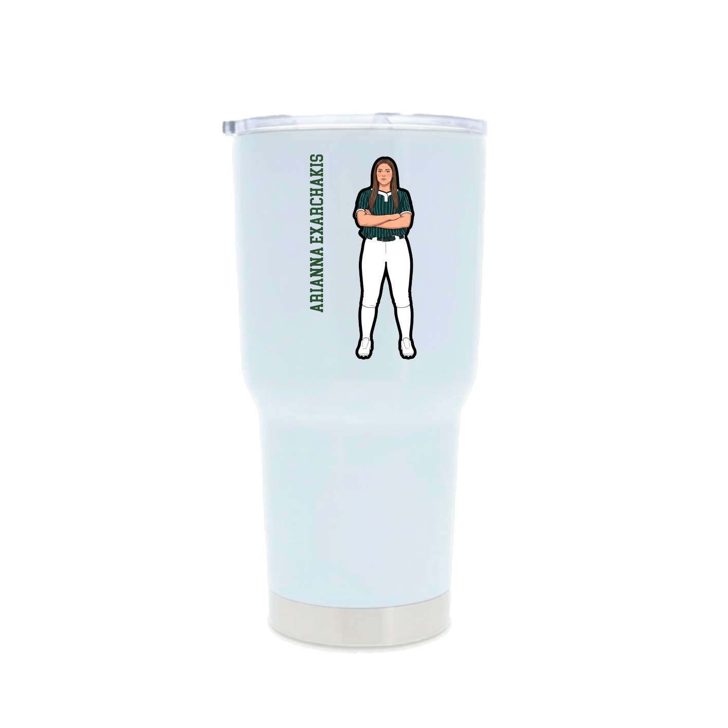 30oz Stainless Steel Tumbler — Name Vertical in White