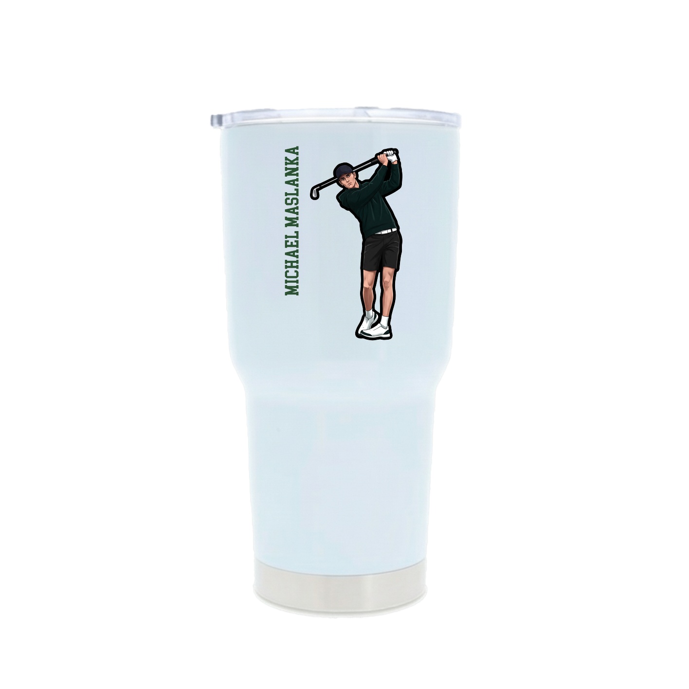 30oz Stainless Steel Tumbler — Name Vertical in White