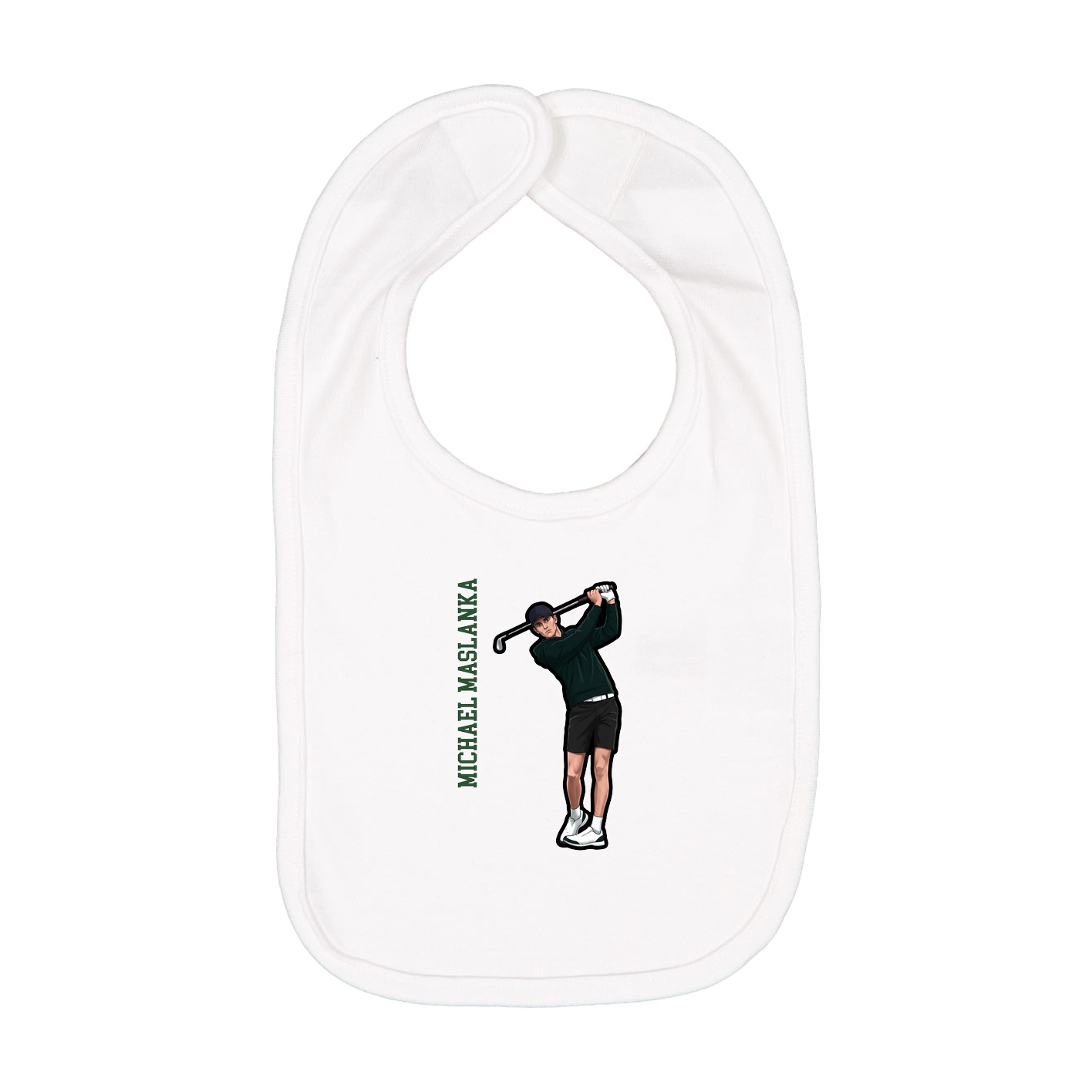 Infant Bib — Name Vertical in White