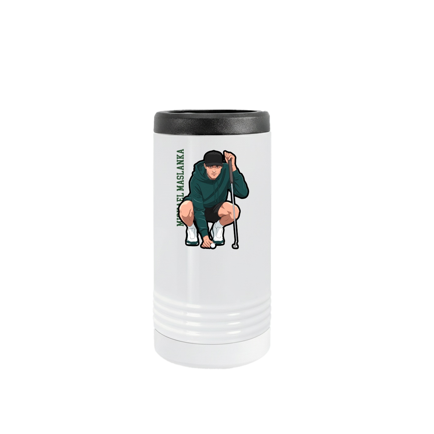 Slim Beverage Holder — Name Vertical in White