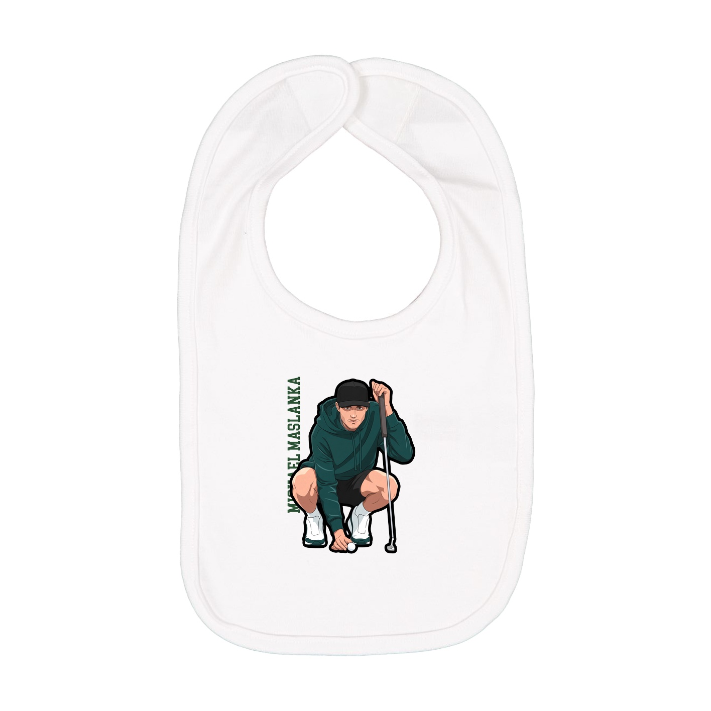 Infant Bib — Name Vertical in White