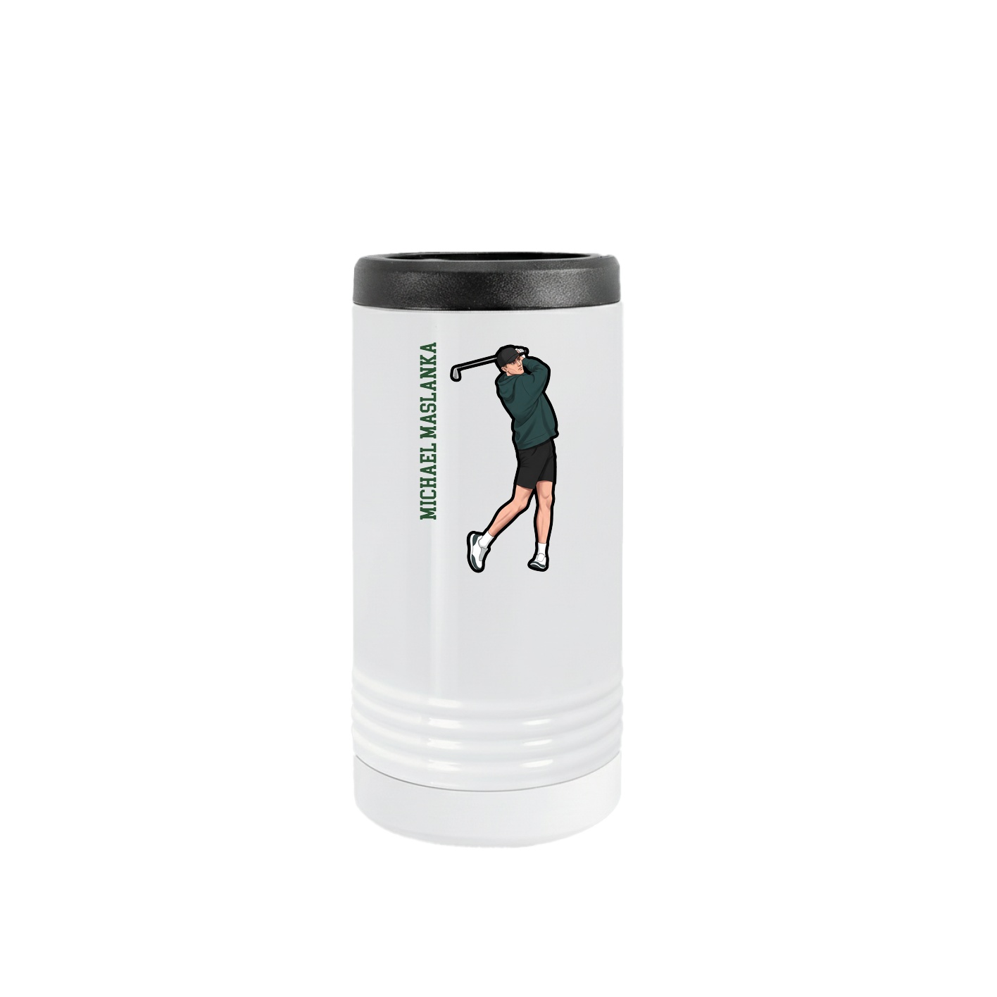 Slim Beverage Holder — Name Vertical in White