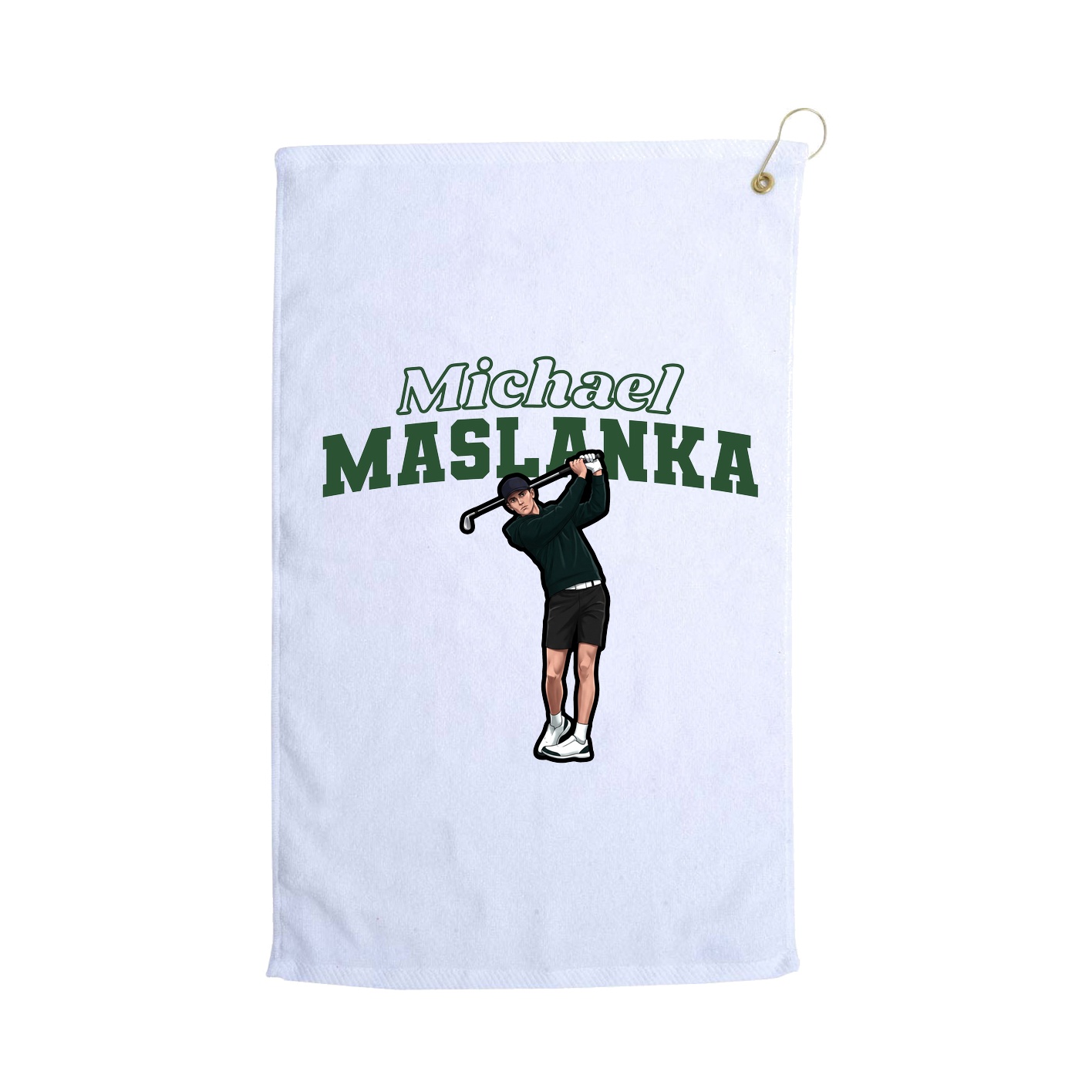 Golf Towel — Name Arch in White
