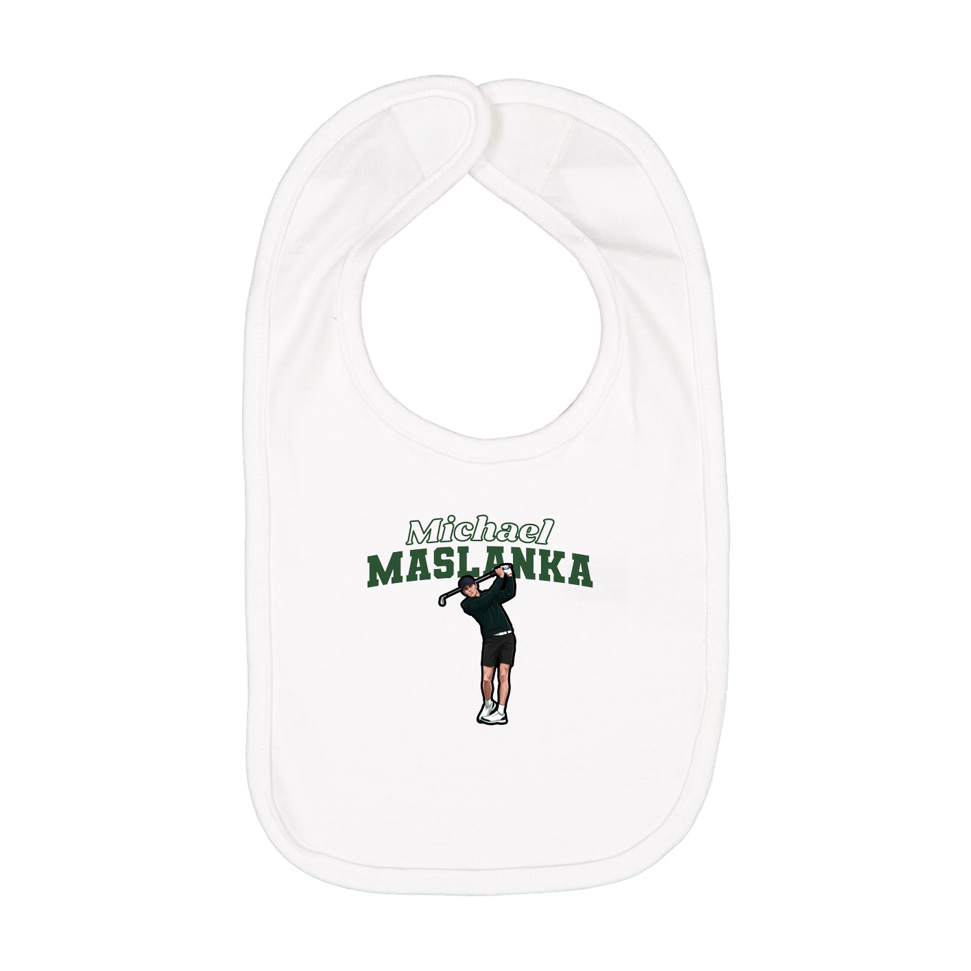 Infant Bib — Name Arch in White