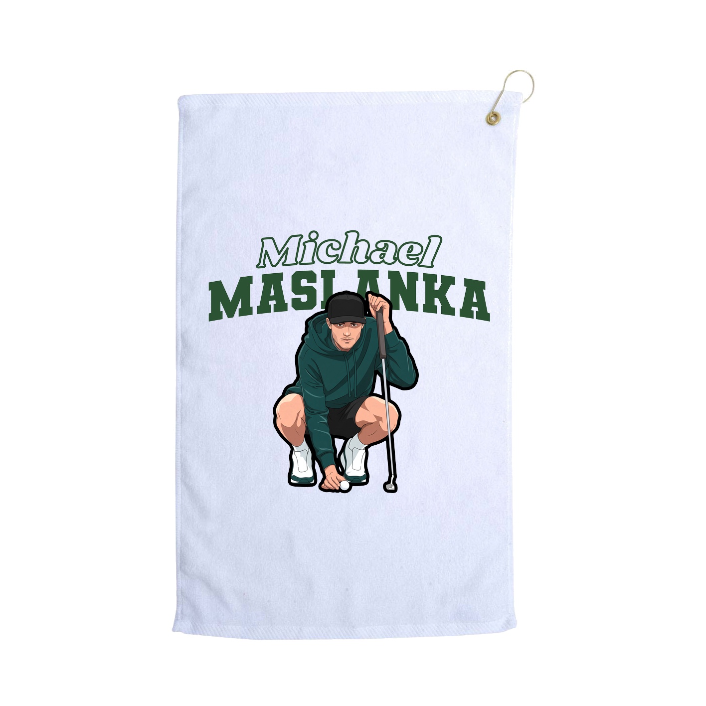 Golf Towel — Name Arch in White