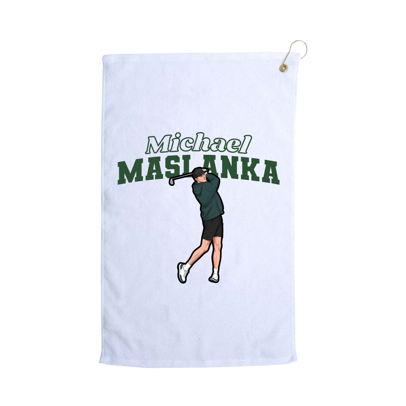 Golf Towel — Name Arch in White