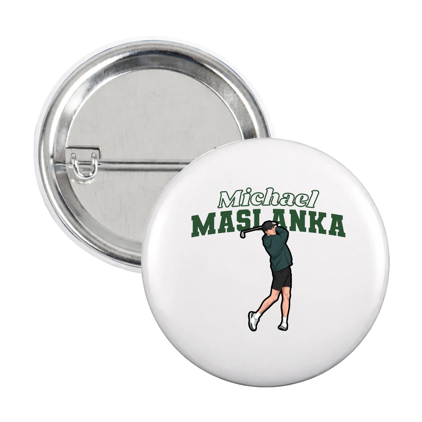 Game Day Button — Name Arch in White