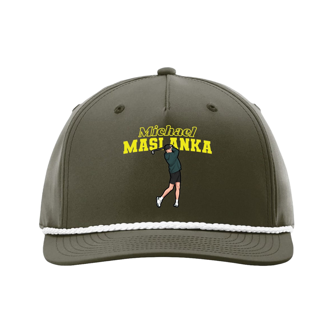Five-Panel Classic Rope Cap — Name Arch in Green