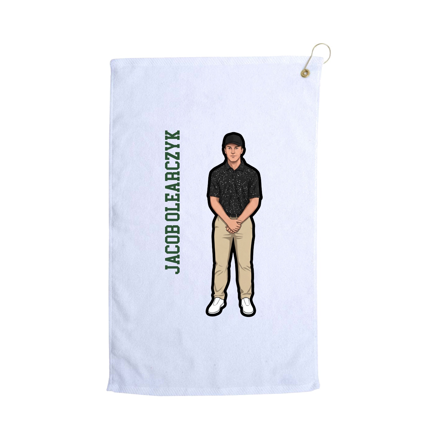 Golf Towel — Name Vertical in White