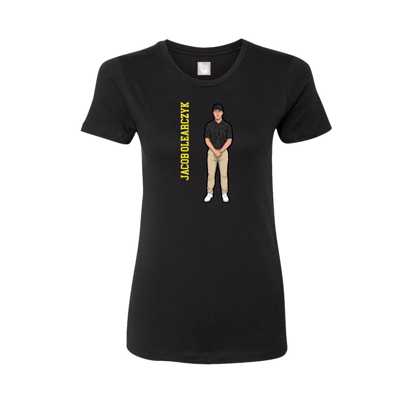 Fitted Women's Tee — Name Vertical in Black
