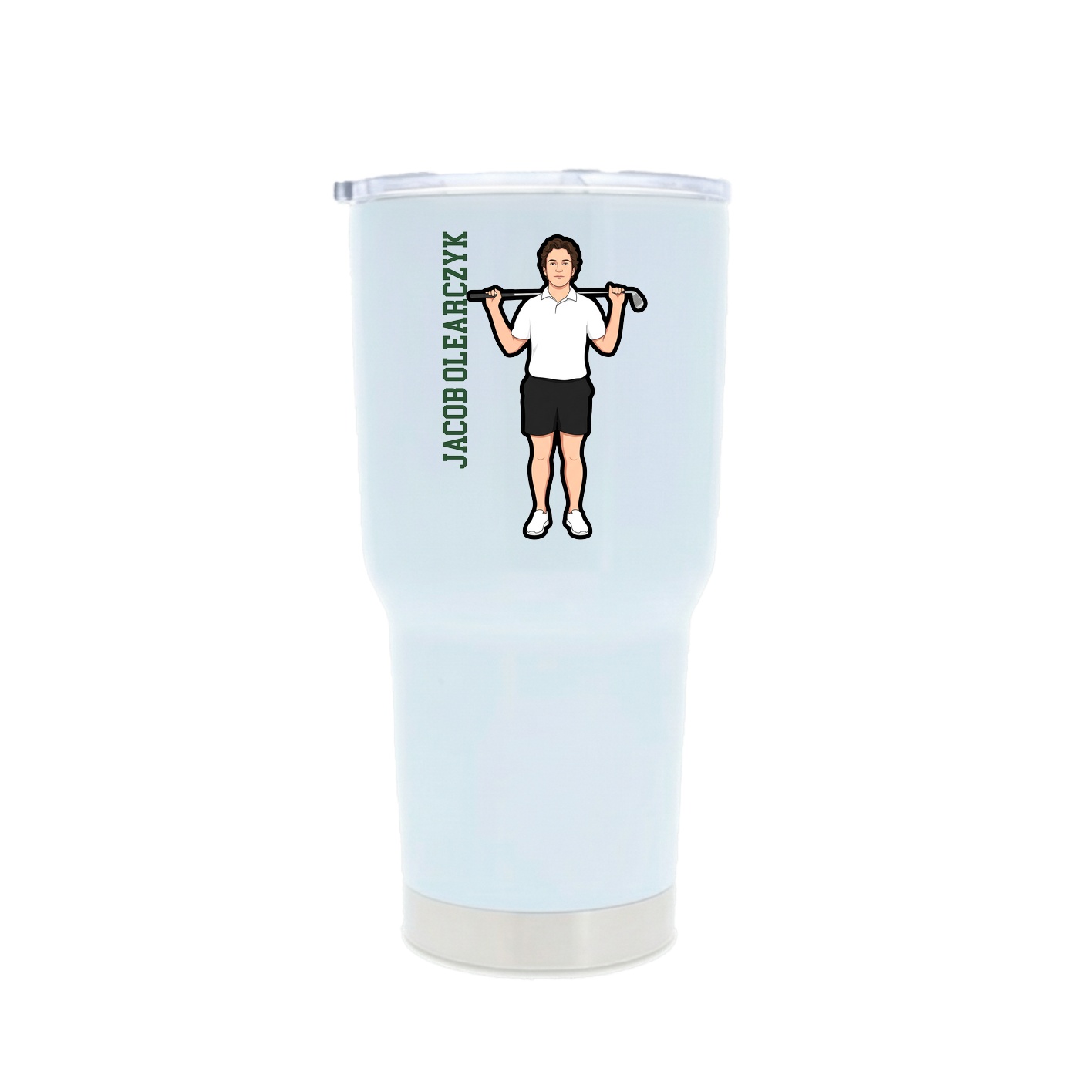 30oz Stainless Steel Tumbler — Name Vertical in White