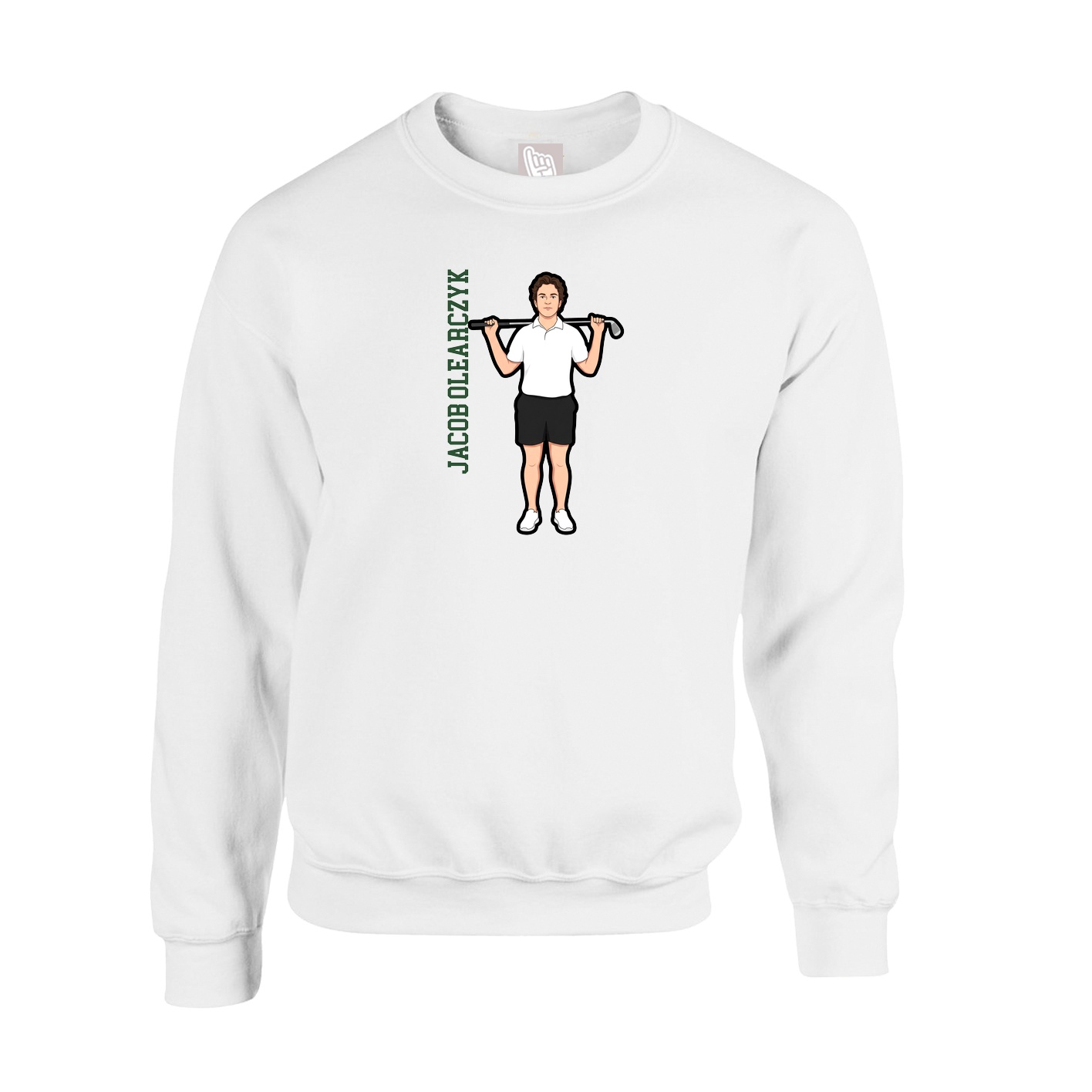 Fleece Crew — Name Vertical in White