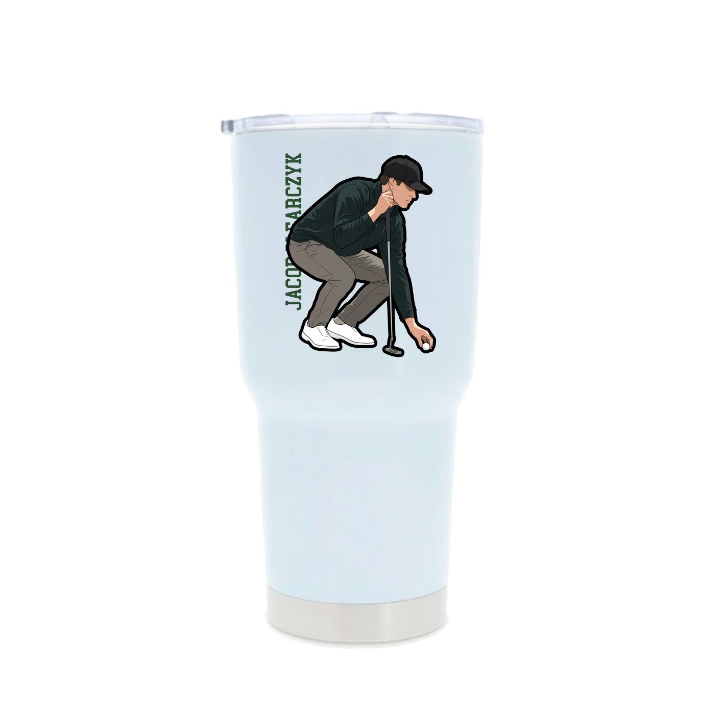 30oz Stainless Steel Tumbler — Name Vertical in White