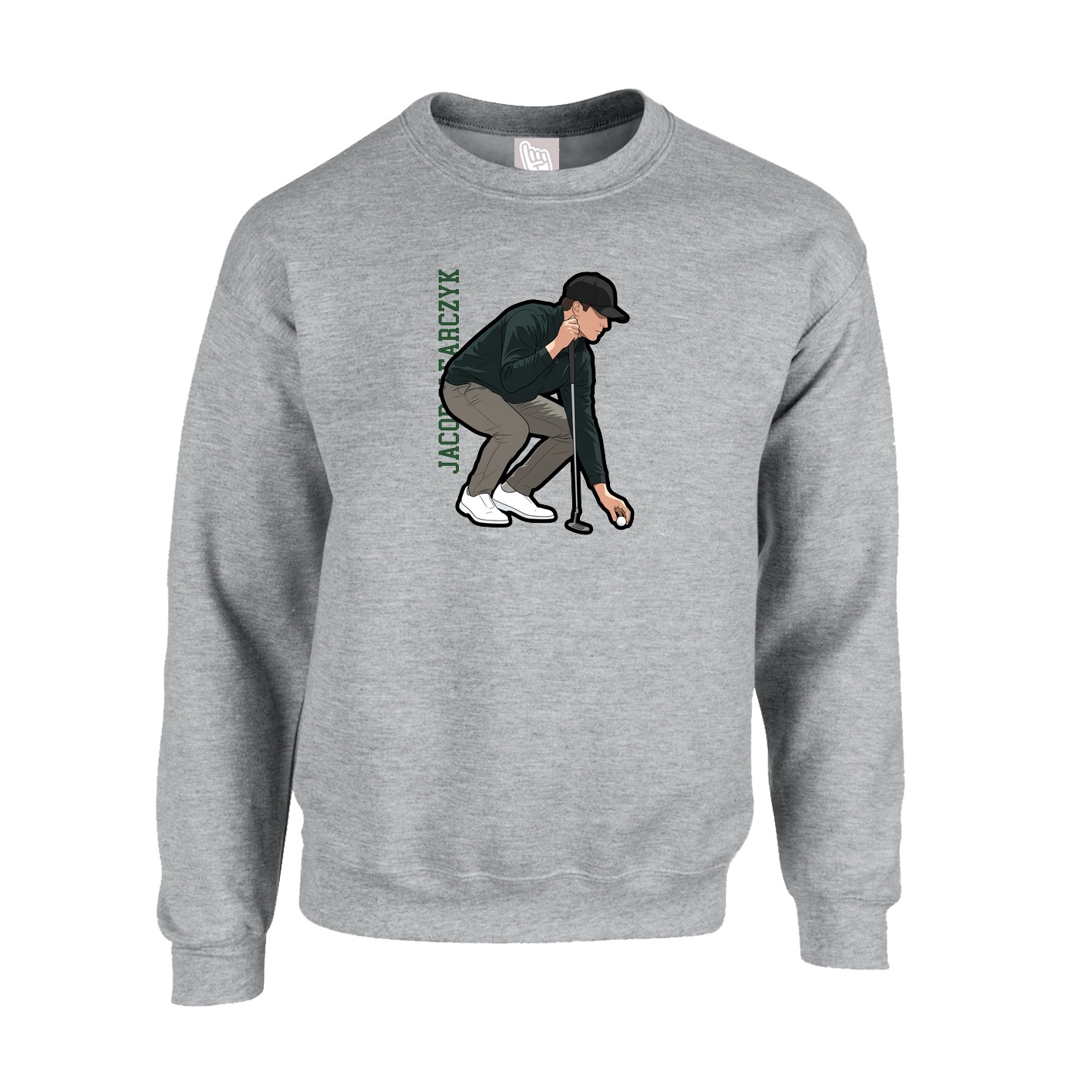 Fleece Crew — Name Vertical in Grey