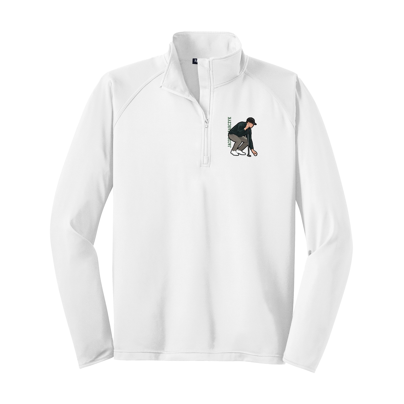Q-Zip Pullover — Name Vertical in White