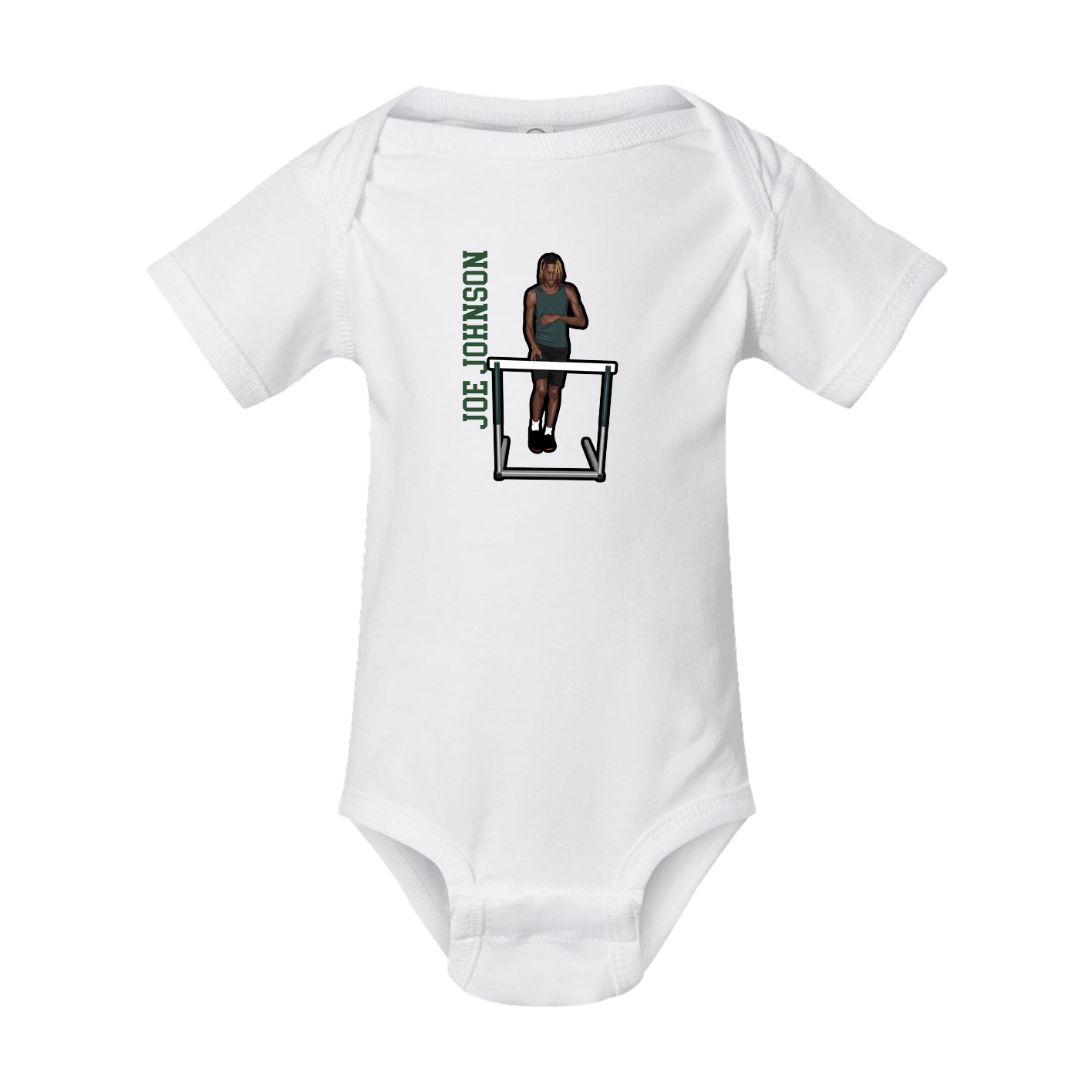 Baby Onesie — Name Vertical in White