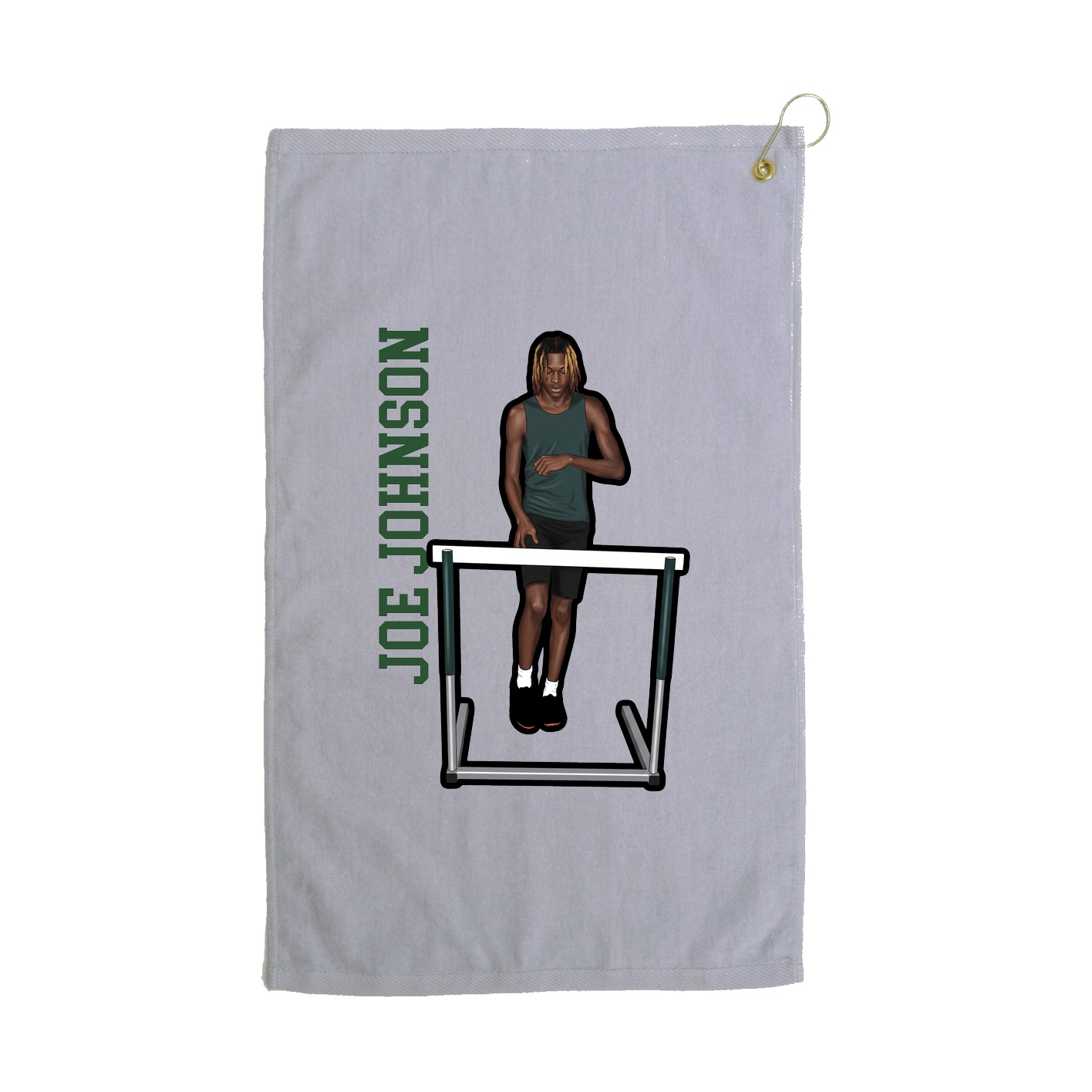Golf Towel — Name Vertical in Grey
