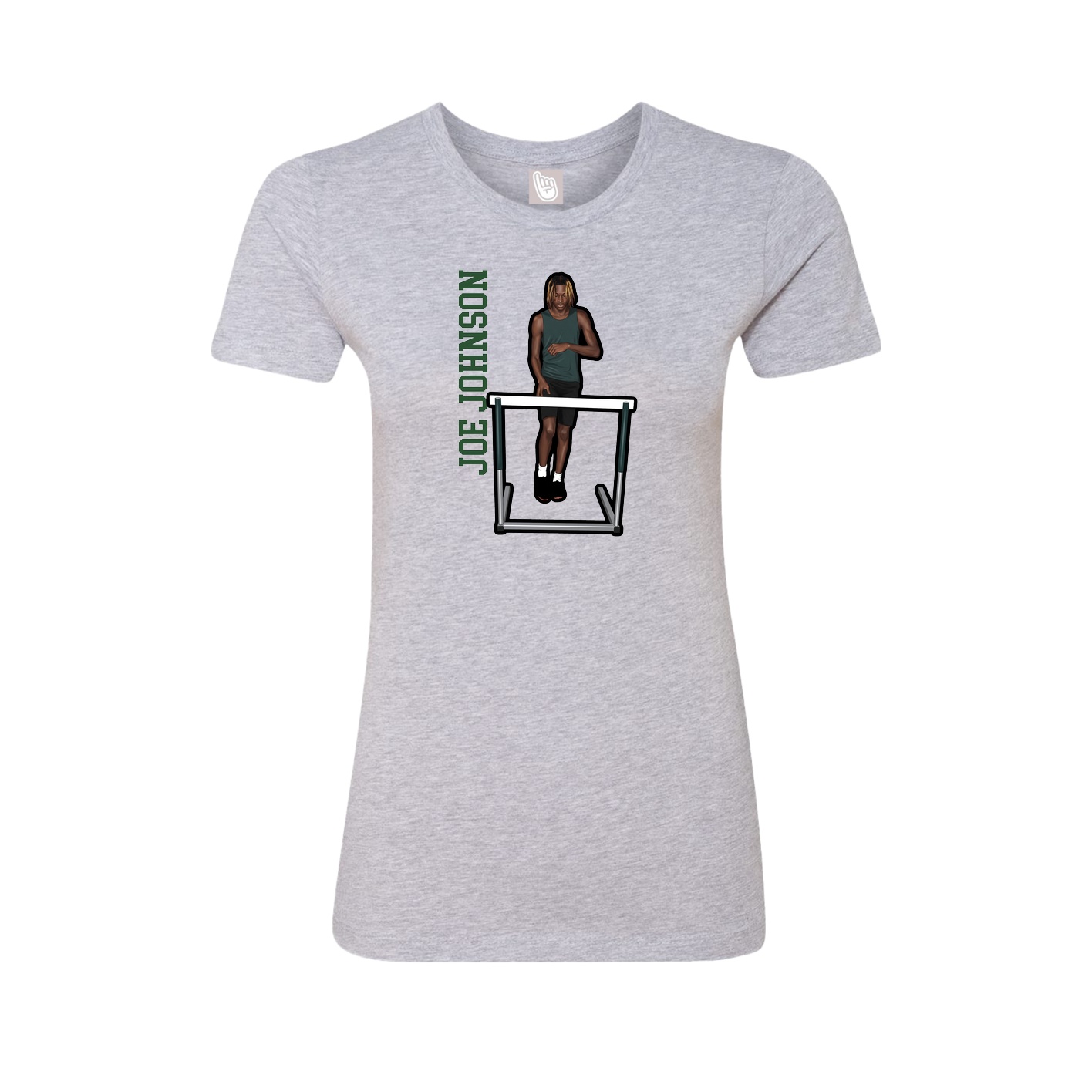 Fitted Women's Tee — Name Vertical in Grey
