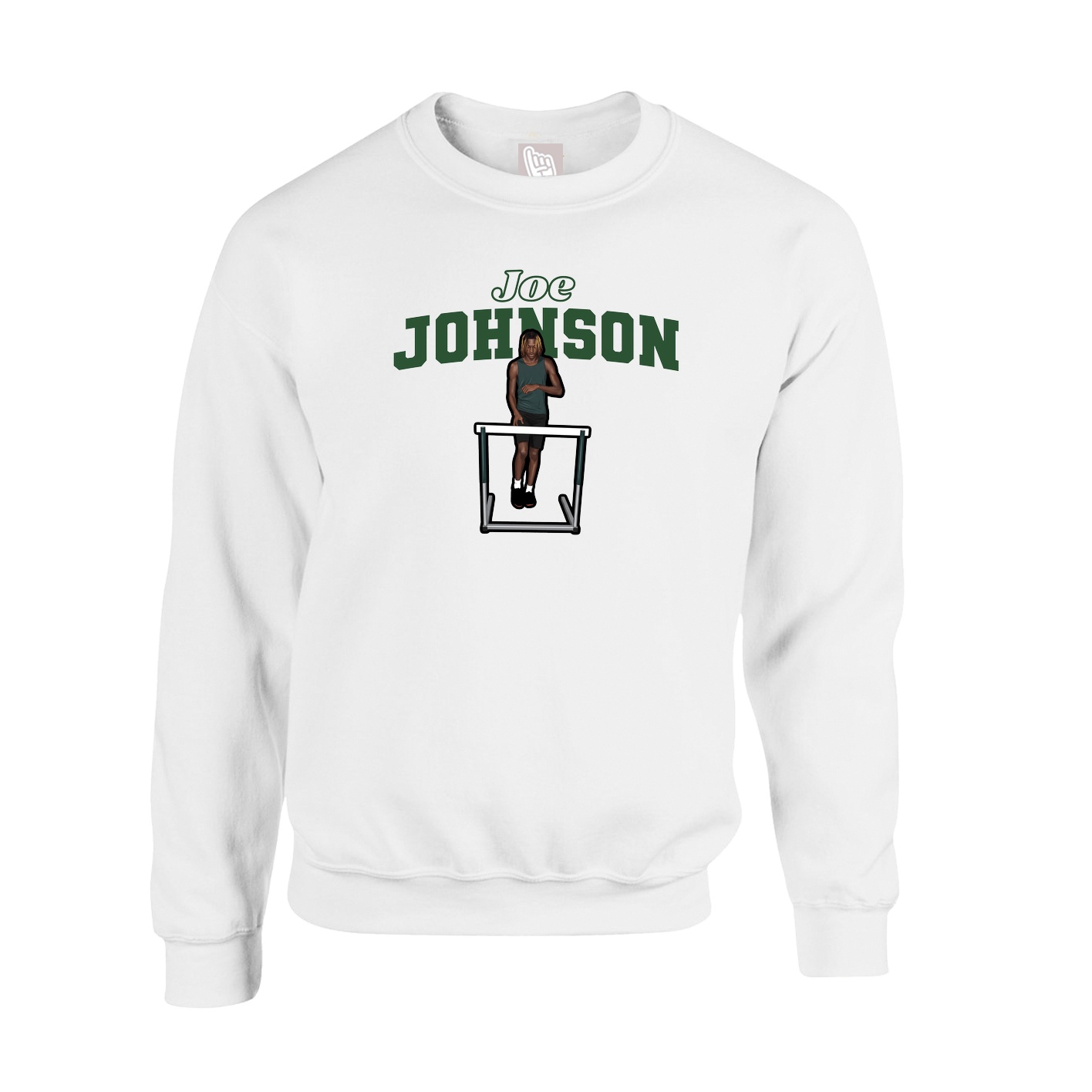 Fleece Crew — Name Arch in White
