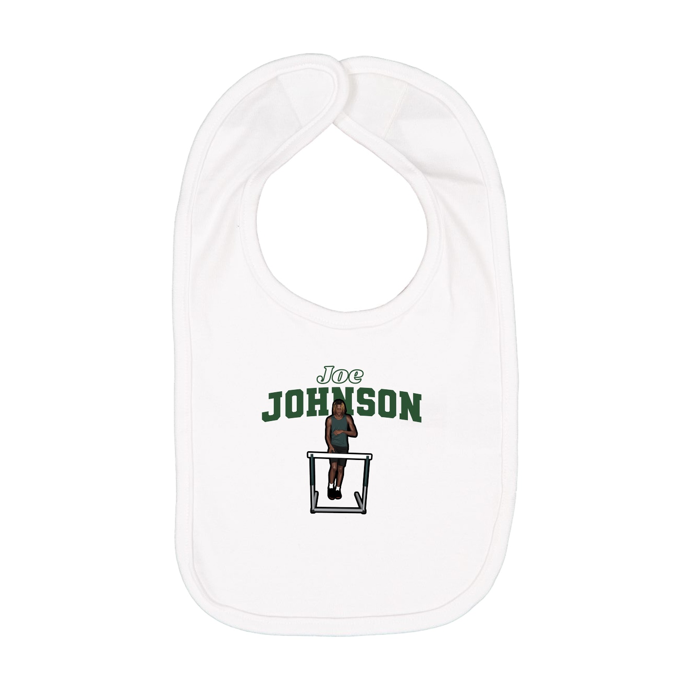 Infant Bib — Name Arch in White