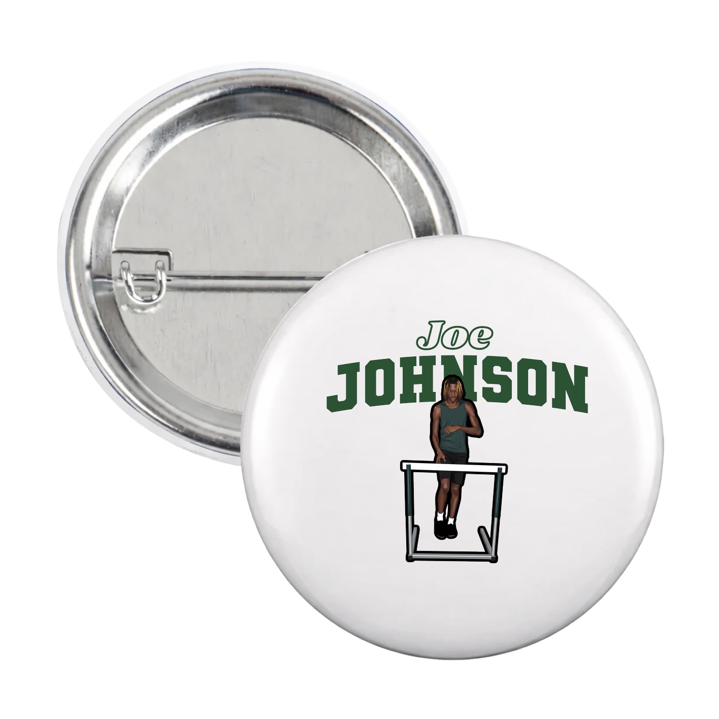 Game Day Button — Name Arch in White