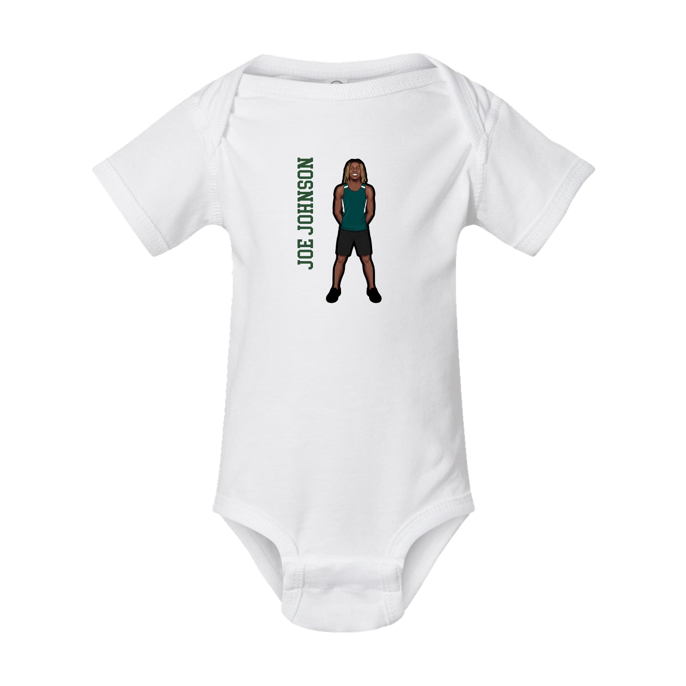 Baby Onesie — Name Vertical in White