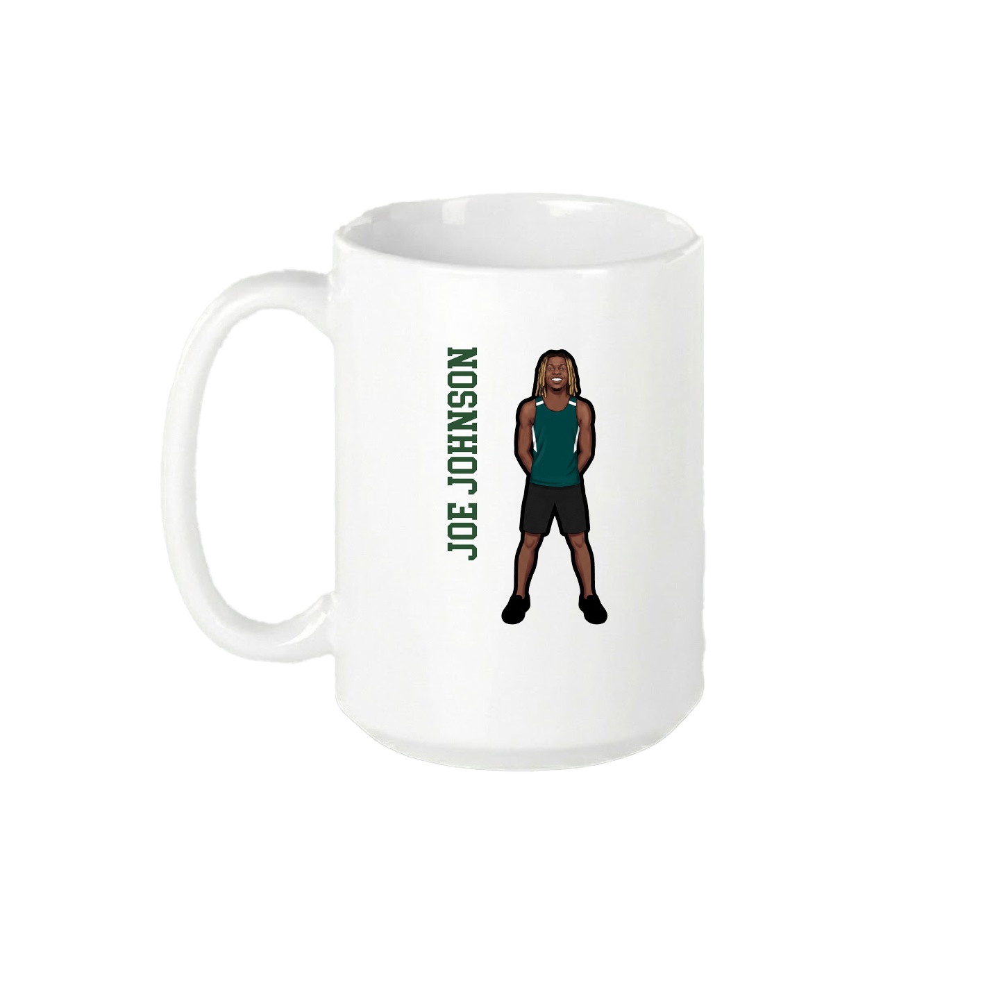 15oz Coffee Mug — Name Vertical in White