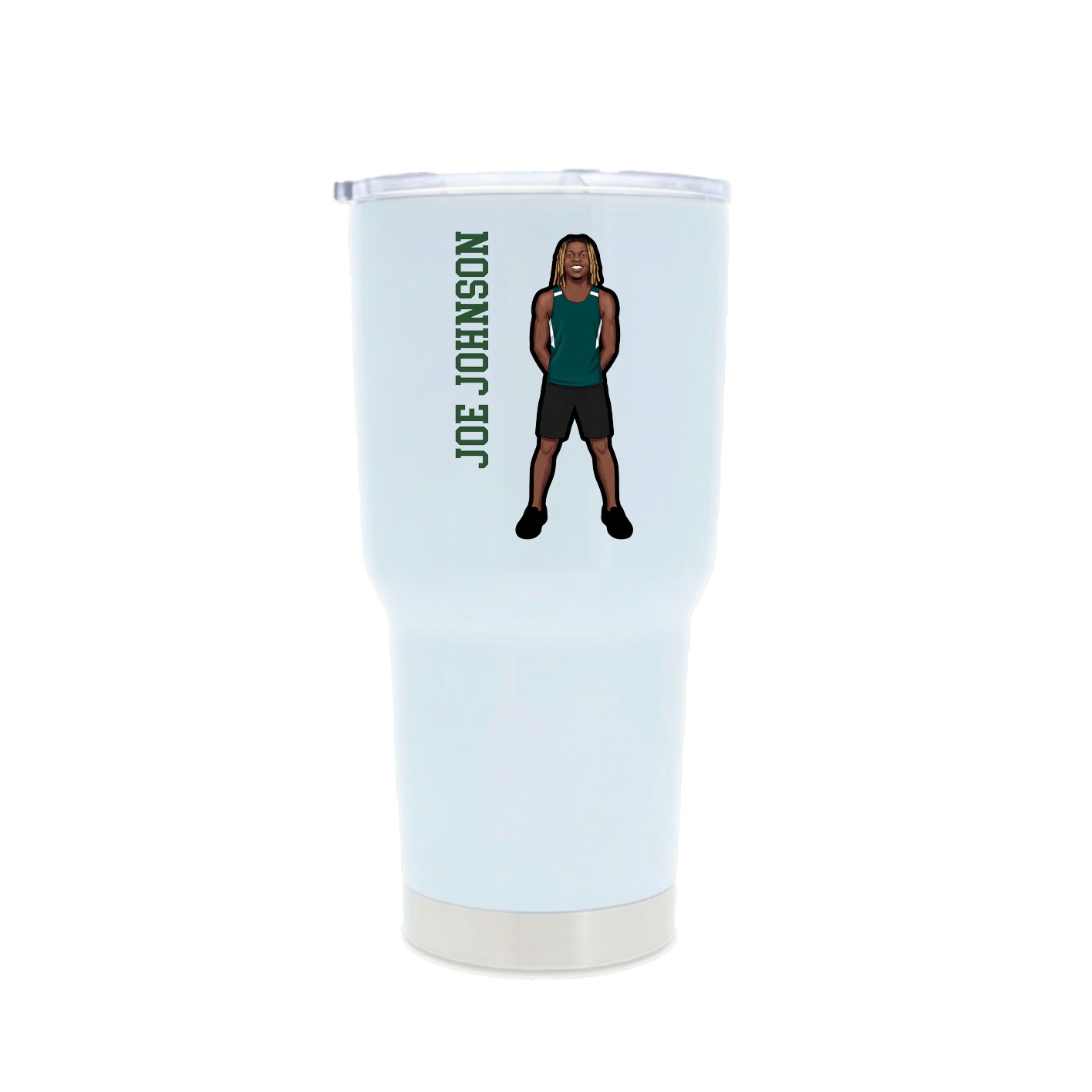 30oz Stainless Steel Tumbler — Name Vertical in White