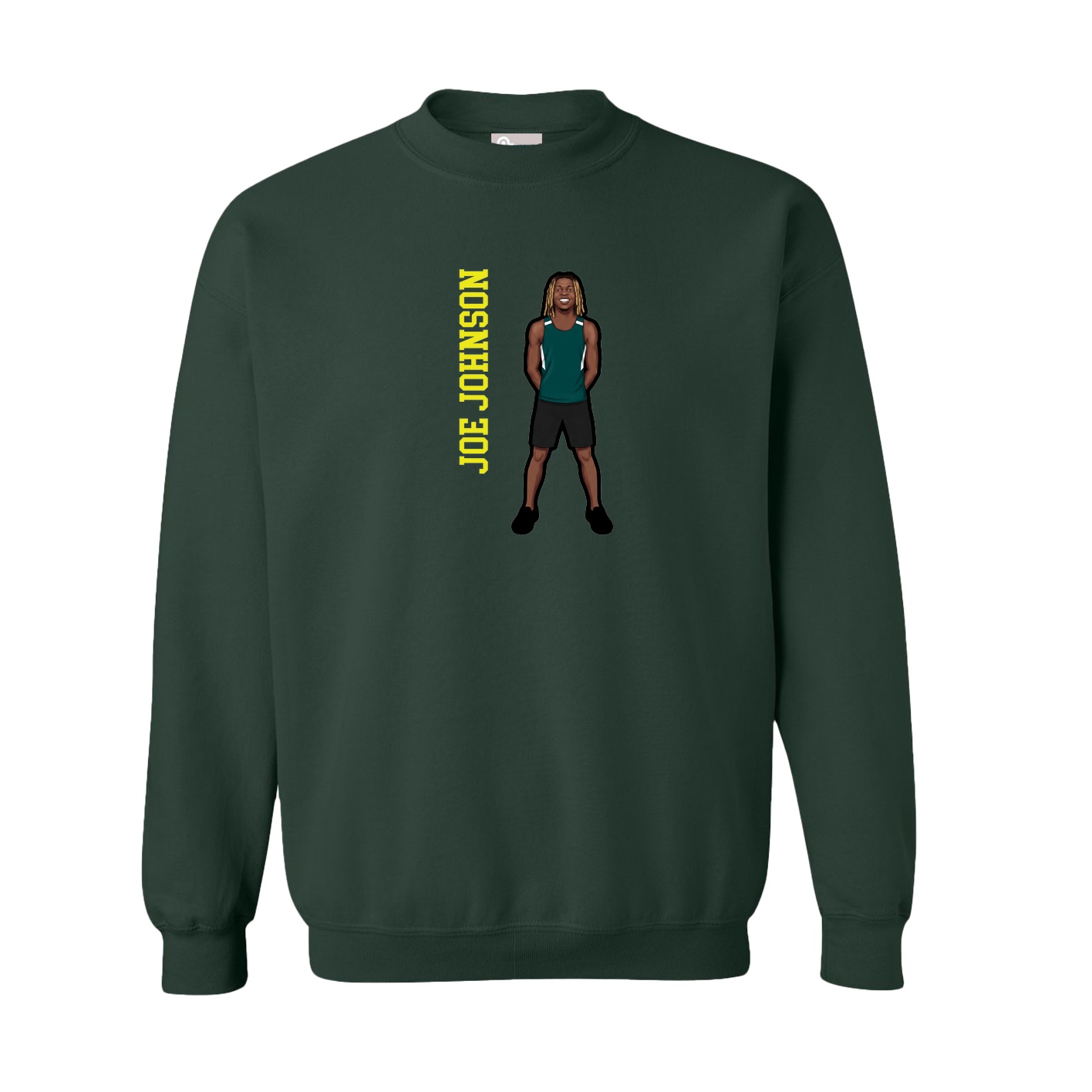 Fleece Crew — Name Vertical in Green