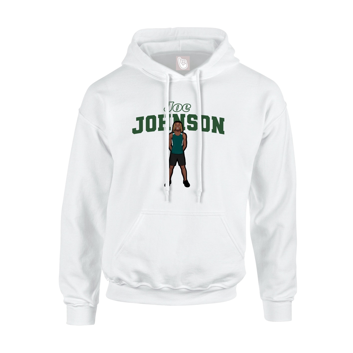Youth Hoodie — Name Arch in White