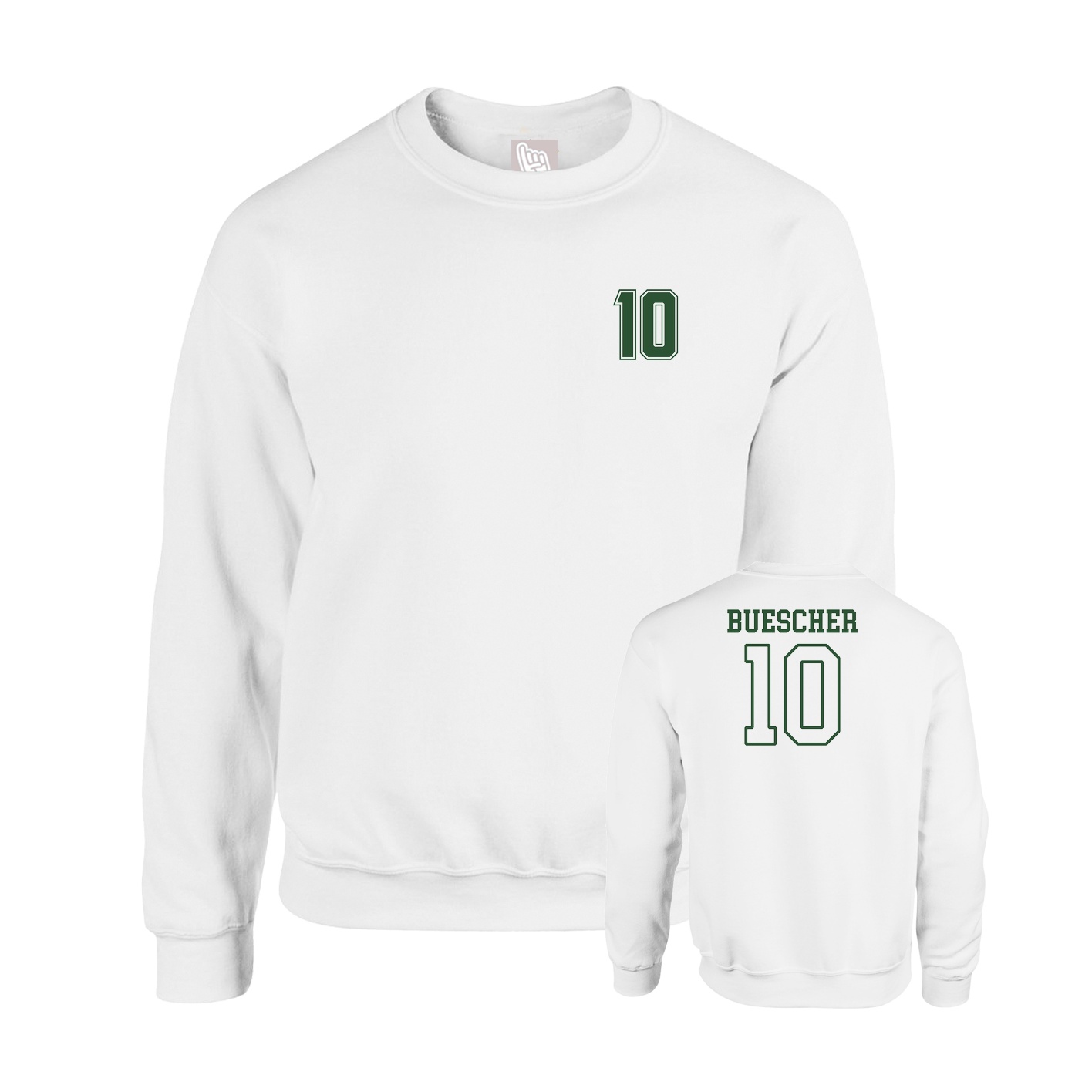 Fleece Crew — Chest Back in White