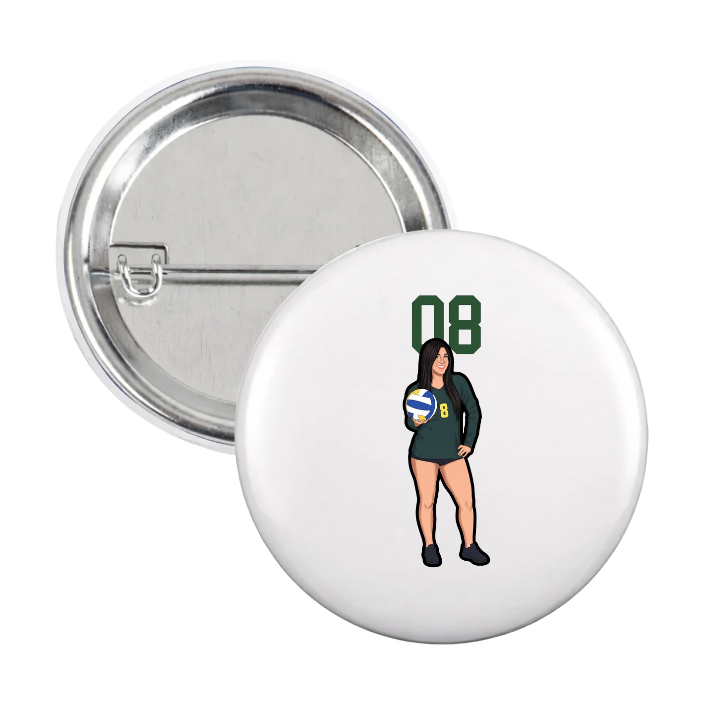 Game Day Button — Number Top in White