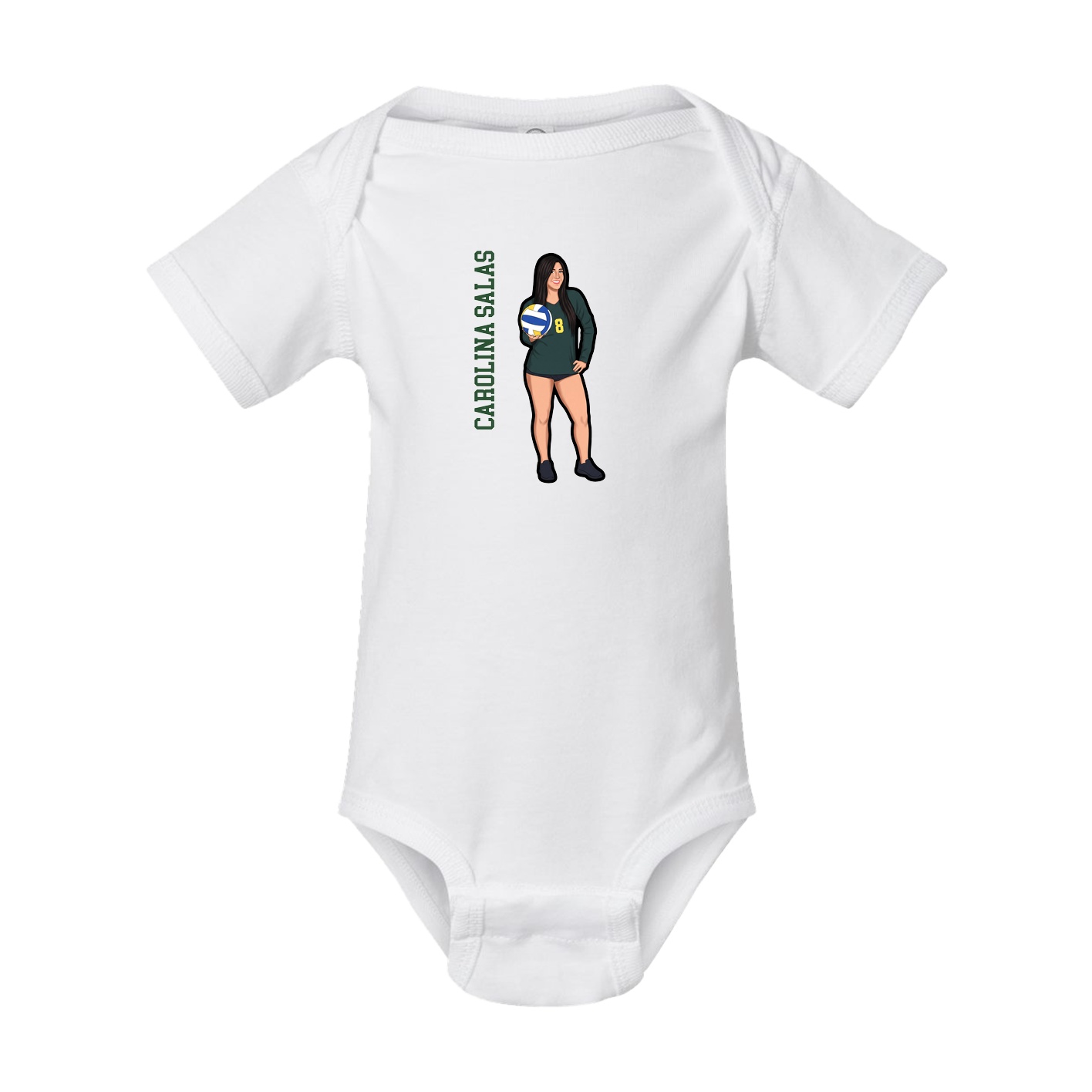 Baby Onesie — Name Vertical in White