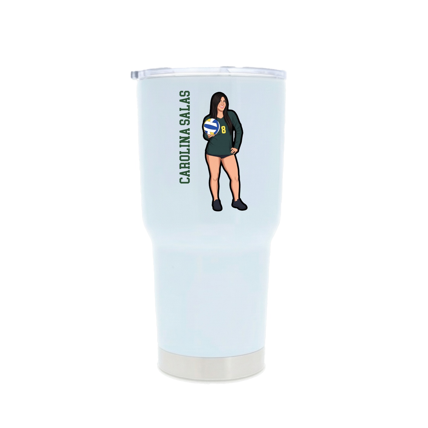 30oz Stainless Steel Tumbler — Name Vertical in White