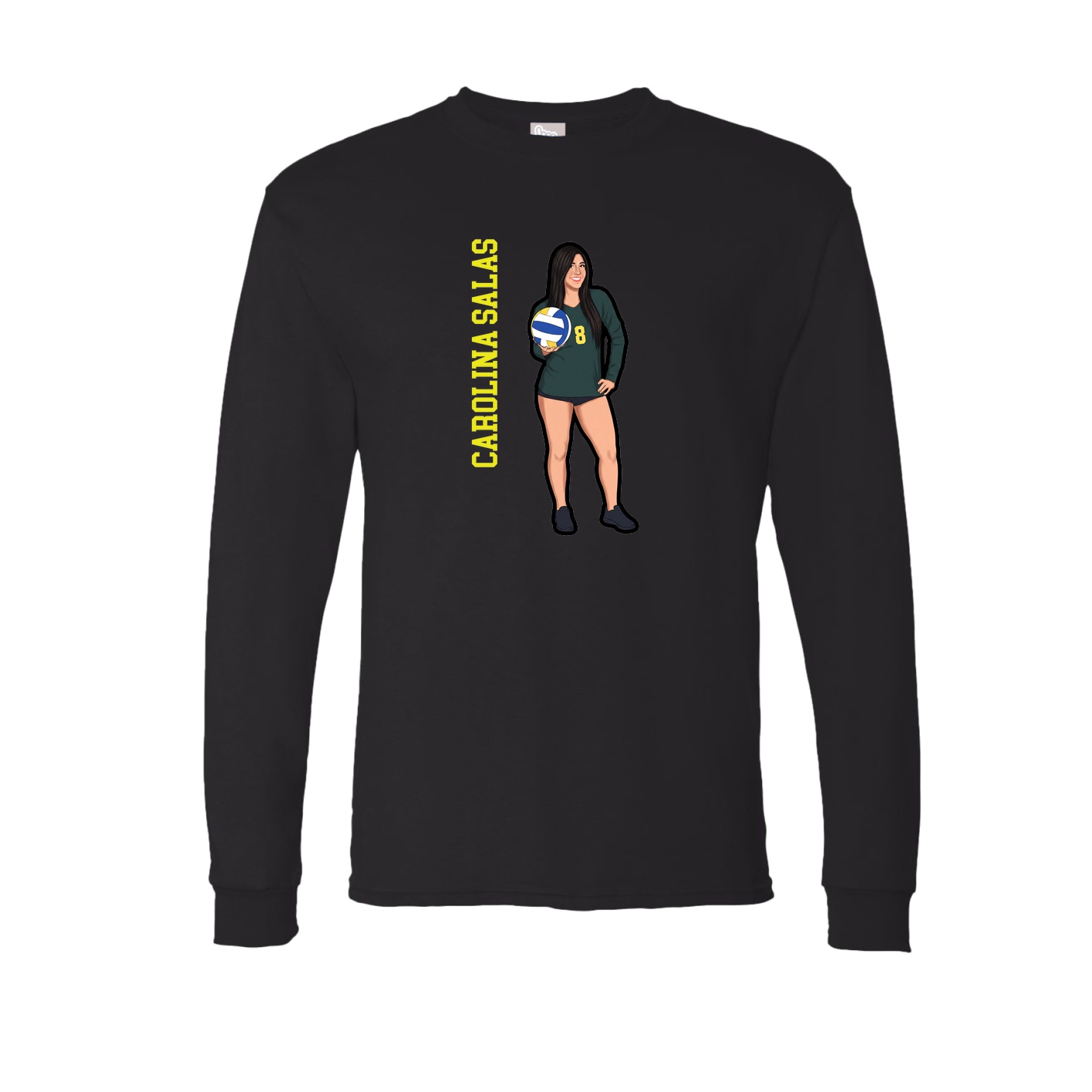 Long Sleeve Tee — Name Vertical in Black