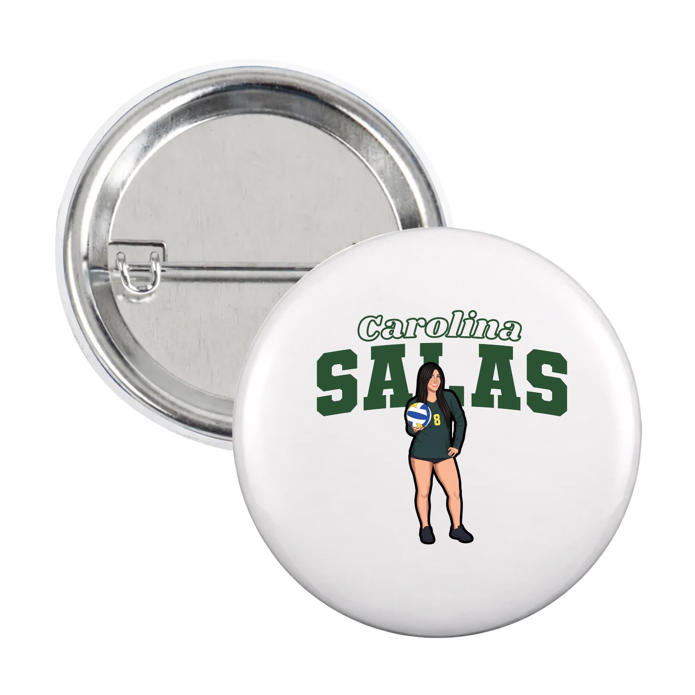 Game Day Button — Name Arch in White