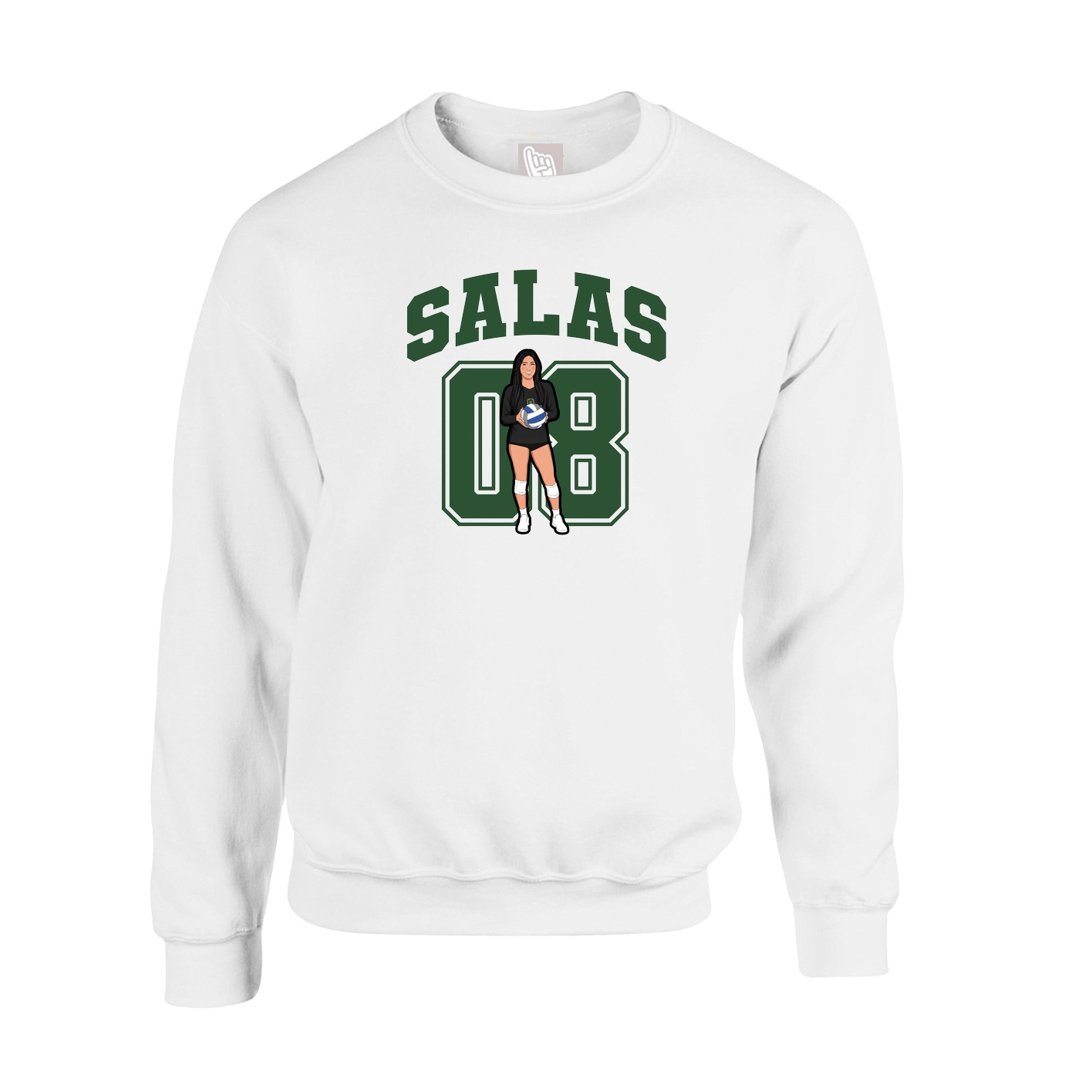 Fleece Crew — Number in White