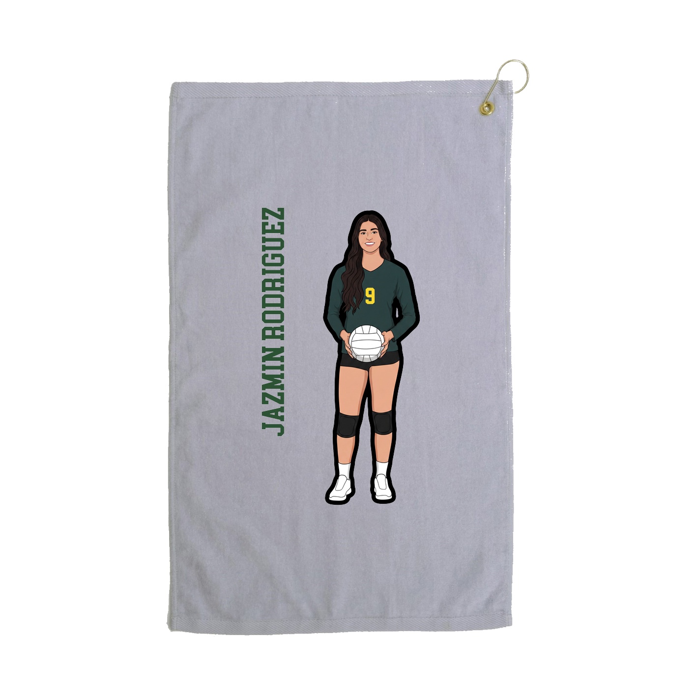 Golf Towel — Name Vertical in Grey