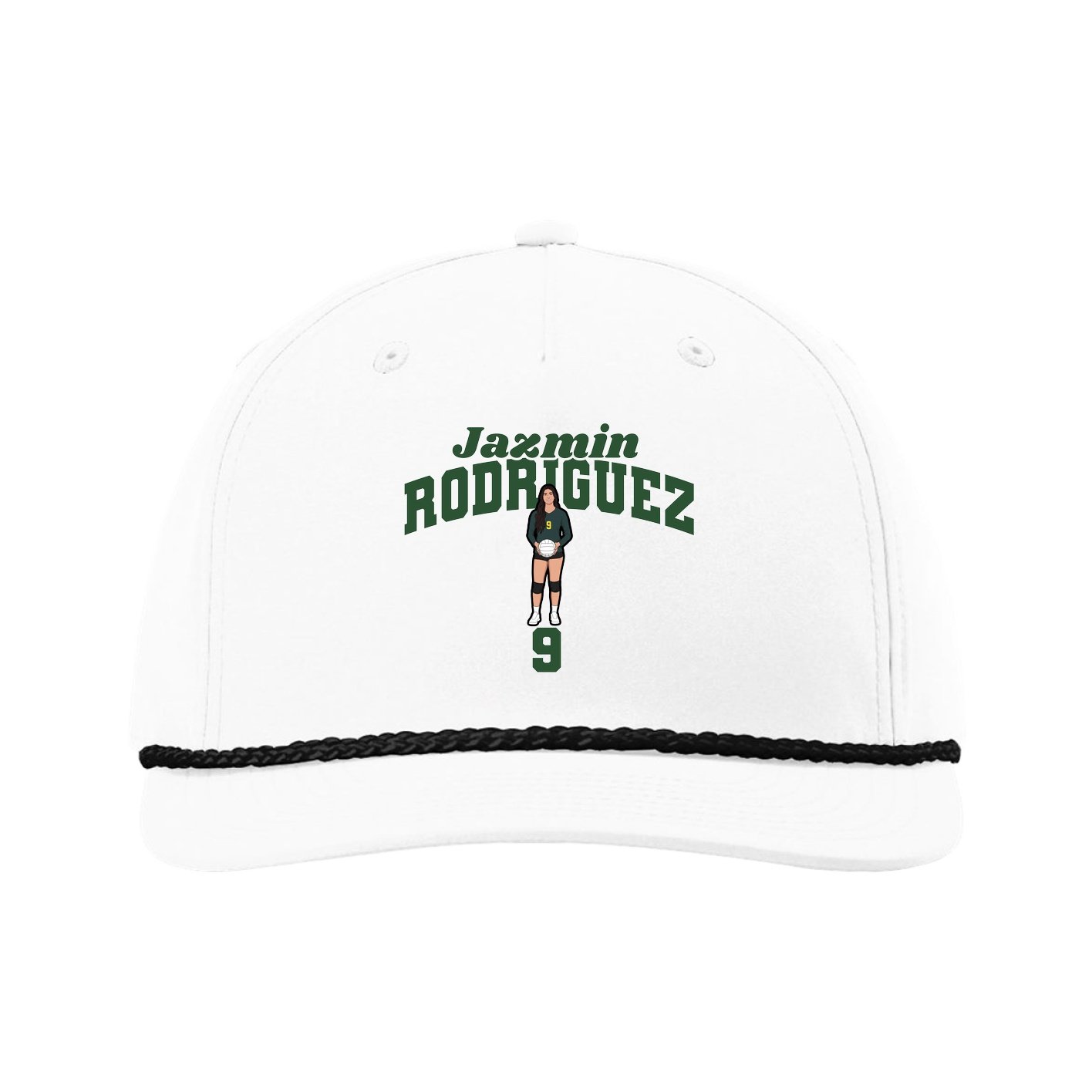 Five-Panel Classic Rope Cap — Signature Arch in White