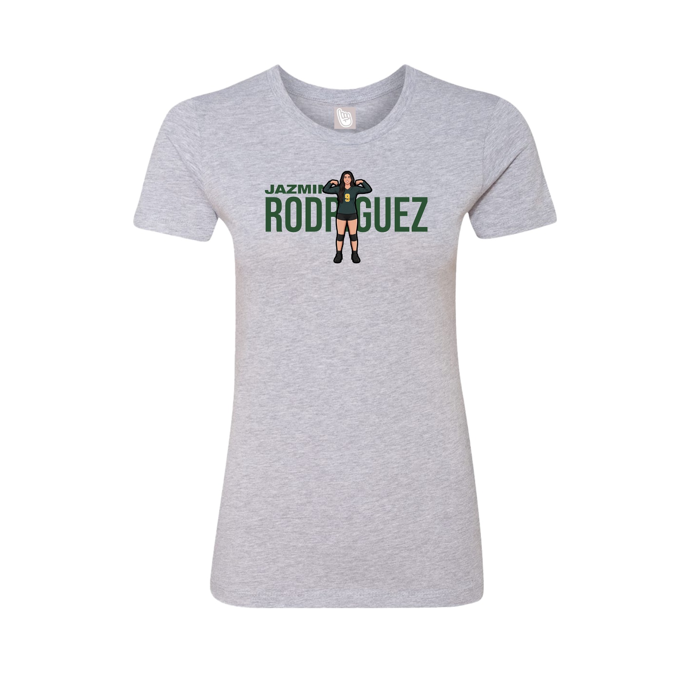 Fitted Women's Tee — Player Name in Grey
