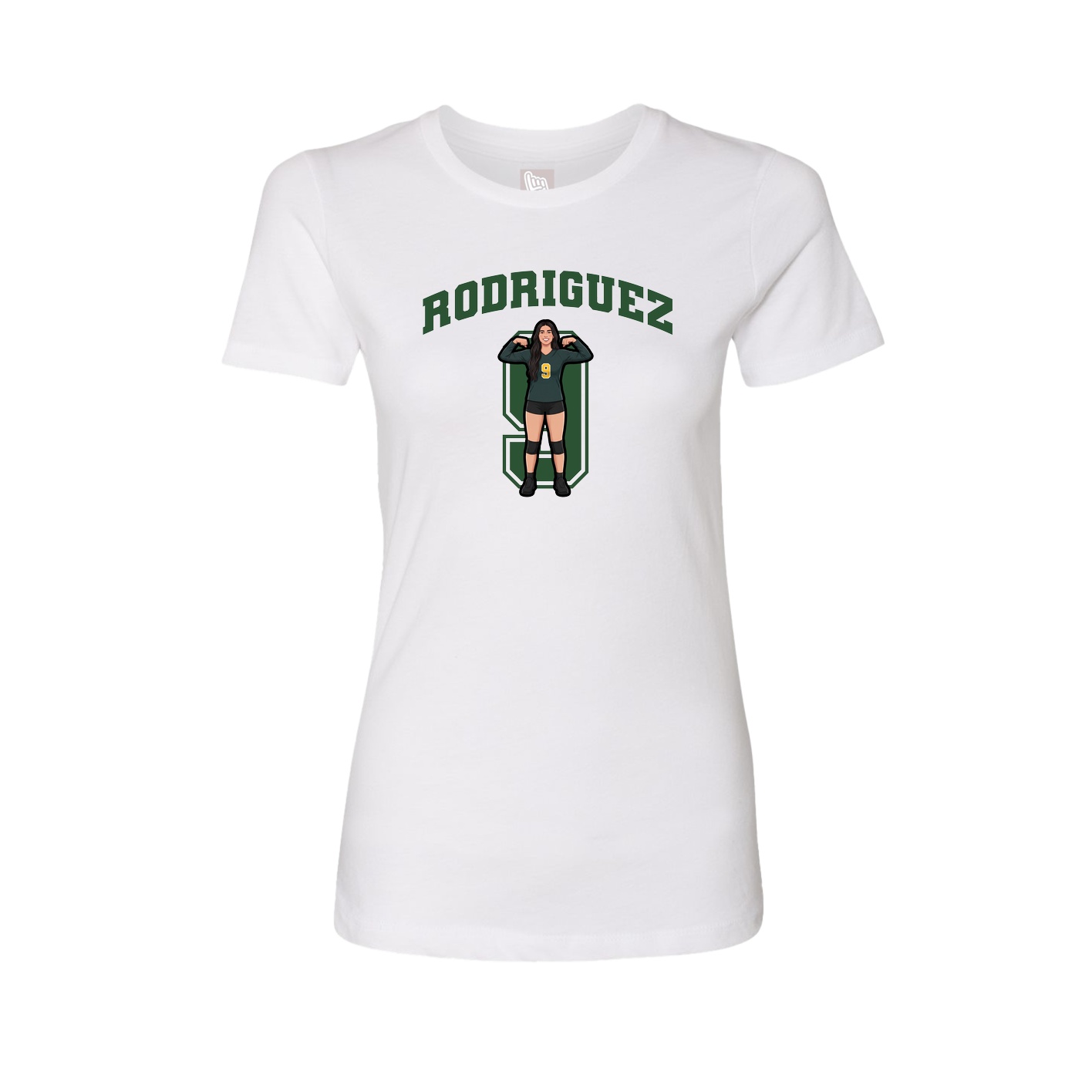 Fitted Women's Tee — Number in White