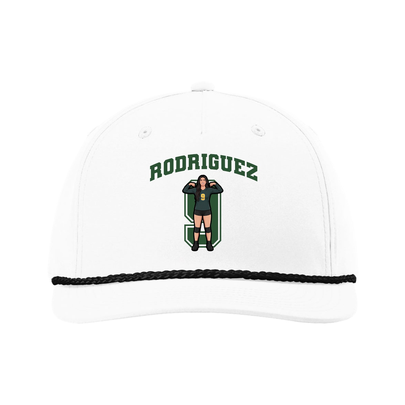Five-Panel Classic Rope Cap — Number in White